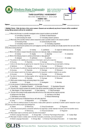 LP Week 3 - Lesson Plan - SUBJECT: Personal Development GRADE: 11- GAS ...