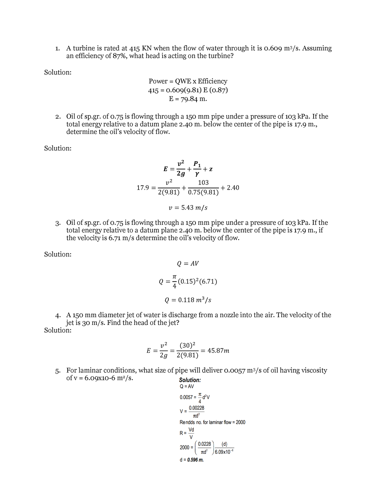 LONG-EXAM- Solution - This will help you understand CE - A turbine is ...