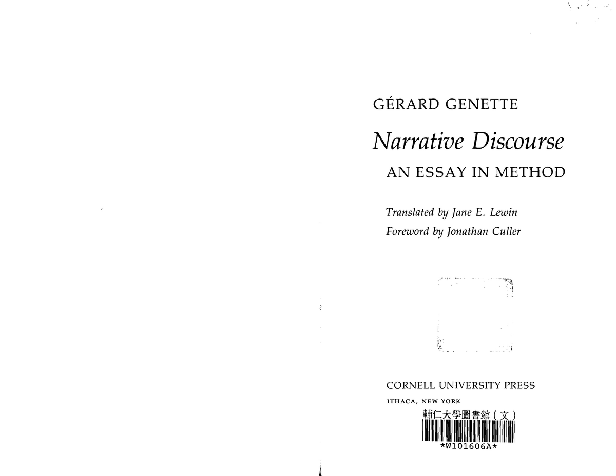 gerard genette narrative discourse an essay in method pdf