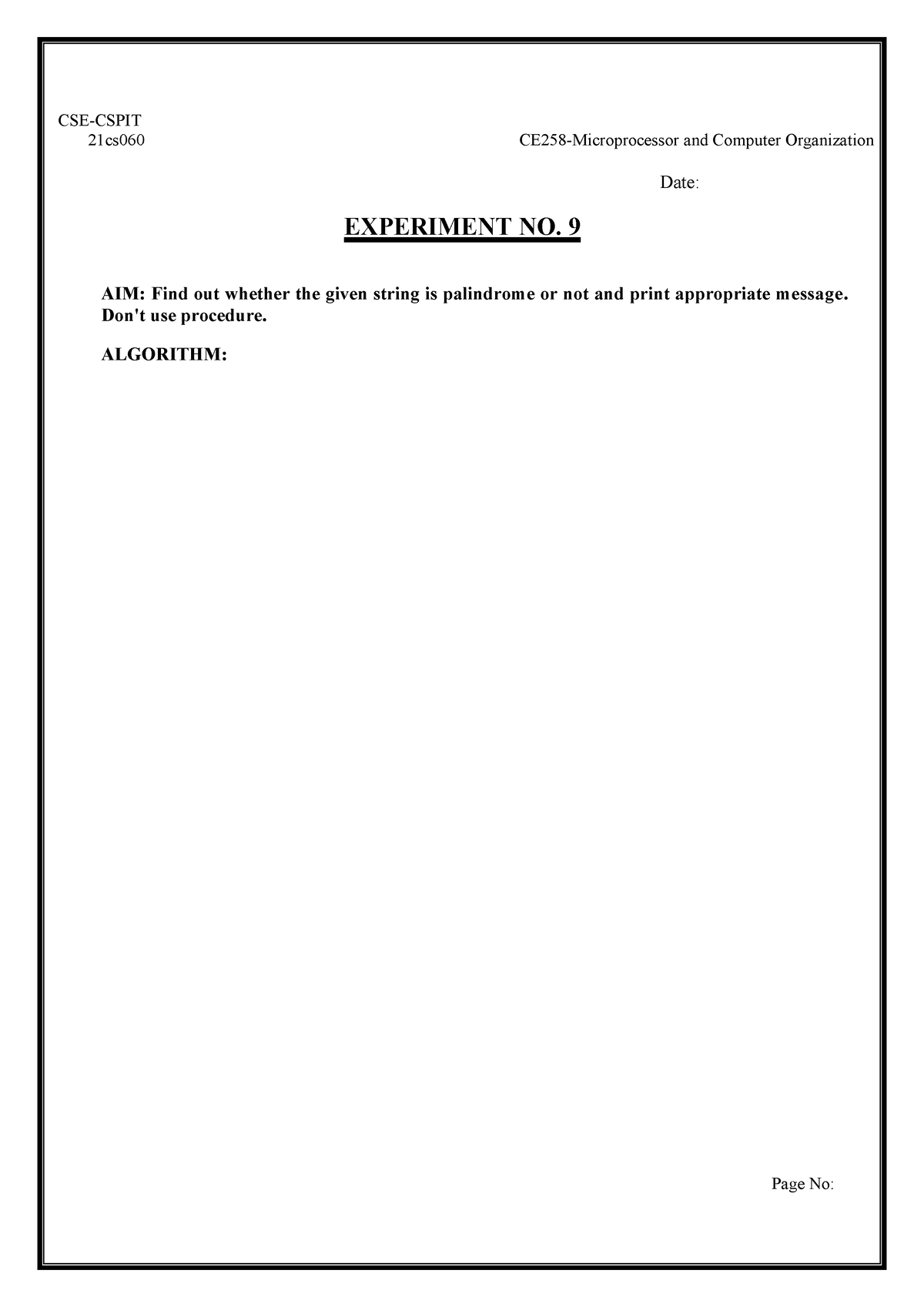 MCO9 - e2e - 21cs060 CE258-Microprocessor and Computer Organization ...