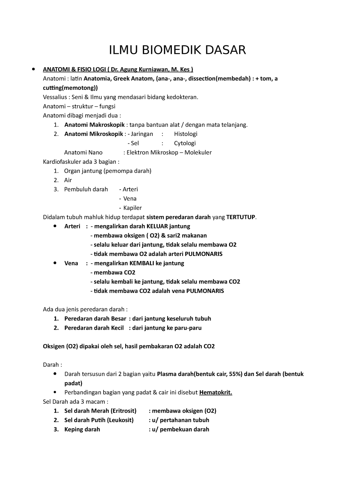 Ilmu Biomedik Dasar - Lecture Notes 1,2 - ILMU BIOMEDIK DASAR ANATOMI ...