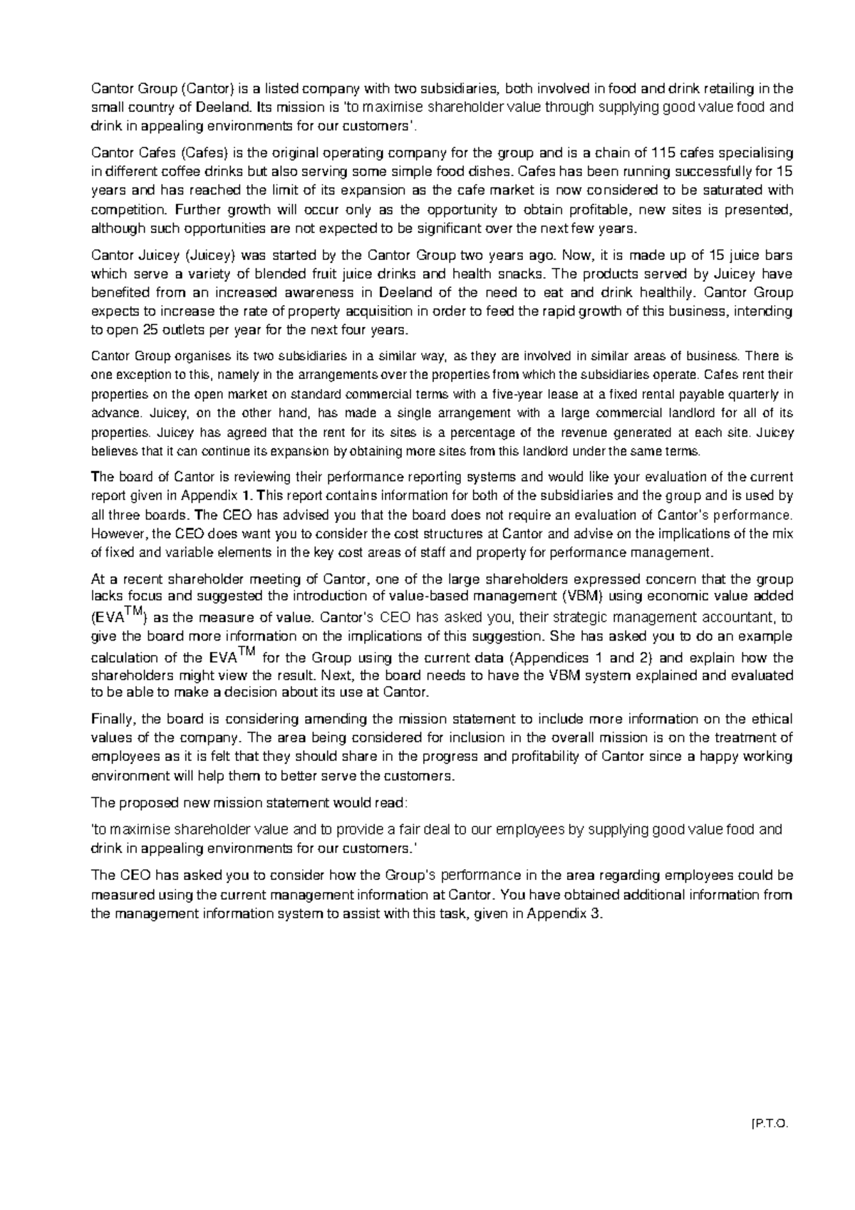 Cantor case study for ACCA - Economic Analysis for Business ...