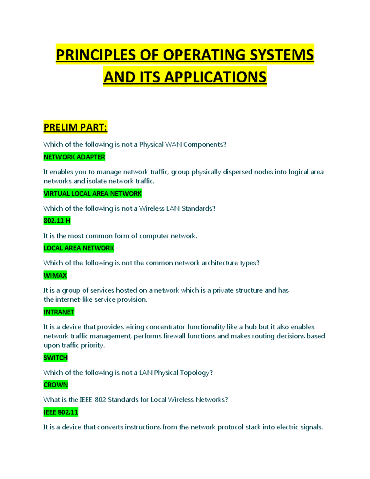 CS6206-02 - PRINCIPLES OF OPERATING SYSTEMS AND ITS APPLICATIONS PRELIM ...