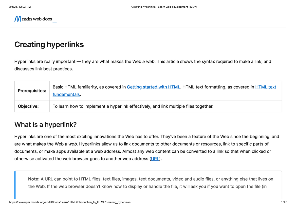 Creating Hyperlinks - Learn Web Development MDN - Creating Hyperlinks ...