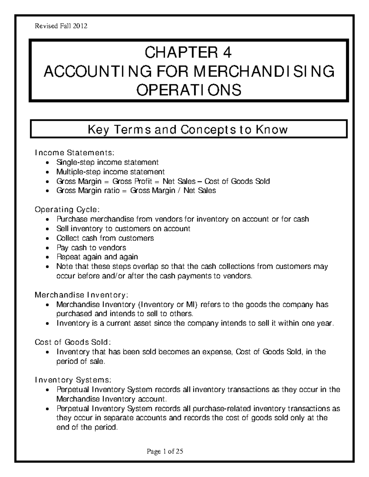 Accounting 101 - Chapter 4 Lecture Notes - CHAPTER 4 ACCOUNTI NG FOR ...