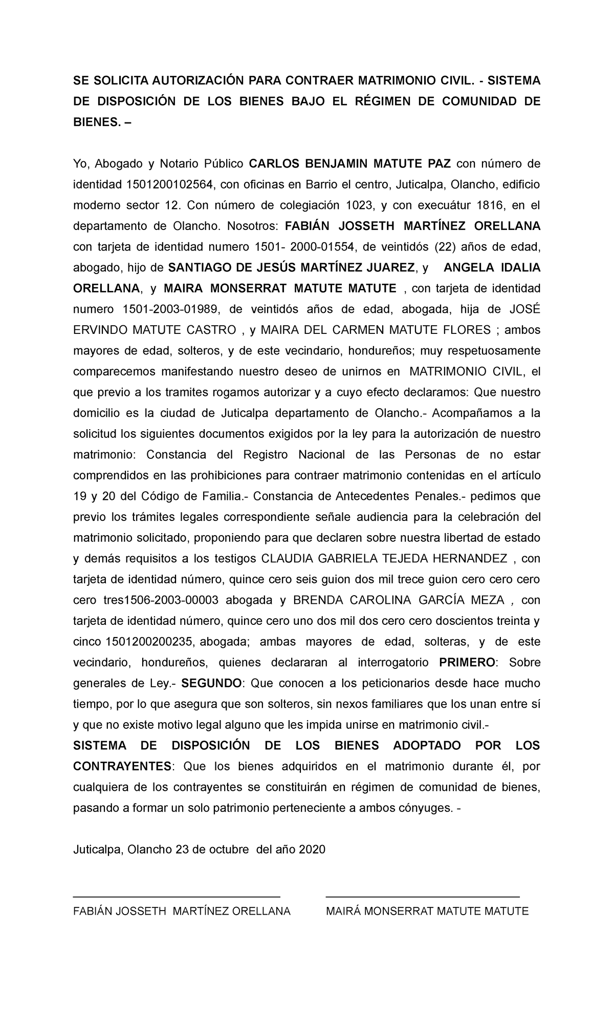 Expediente DE Matrimoniocbmp - SE SOLICITA AUTORIZACIÓN PARA CONTRAER ...