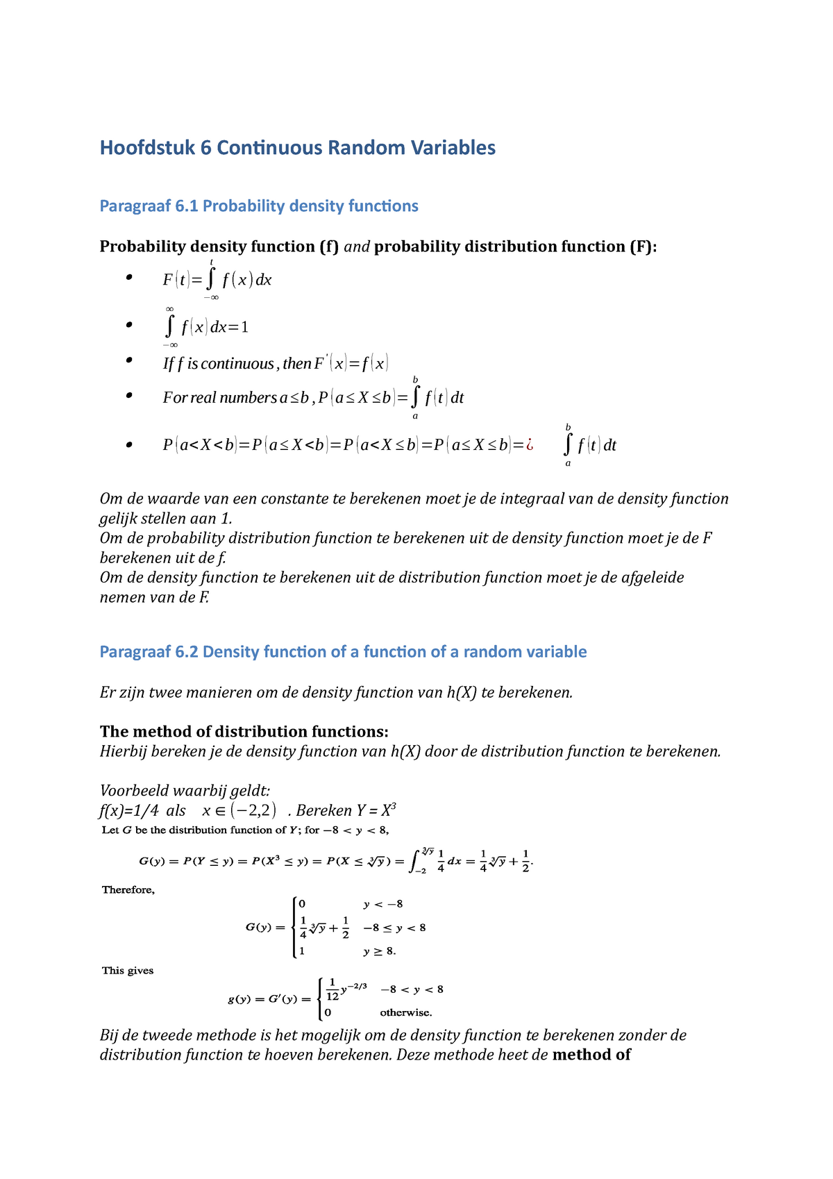 Samenvatting Probability Theory Periode 2 Studeersnel