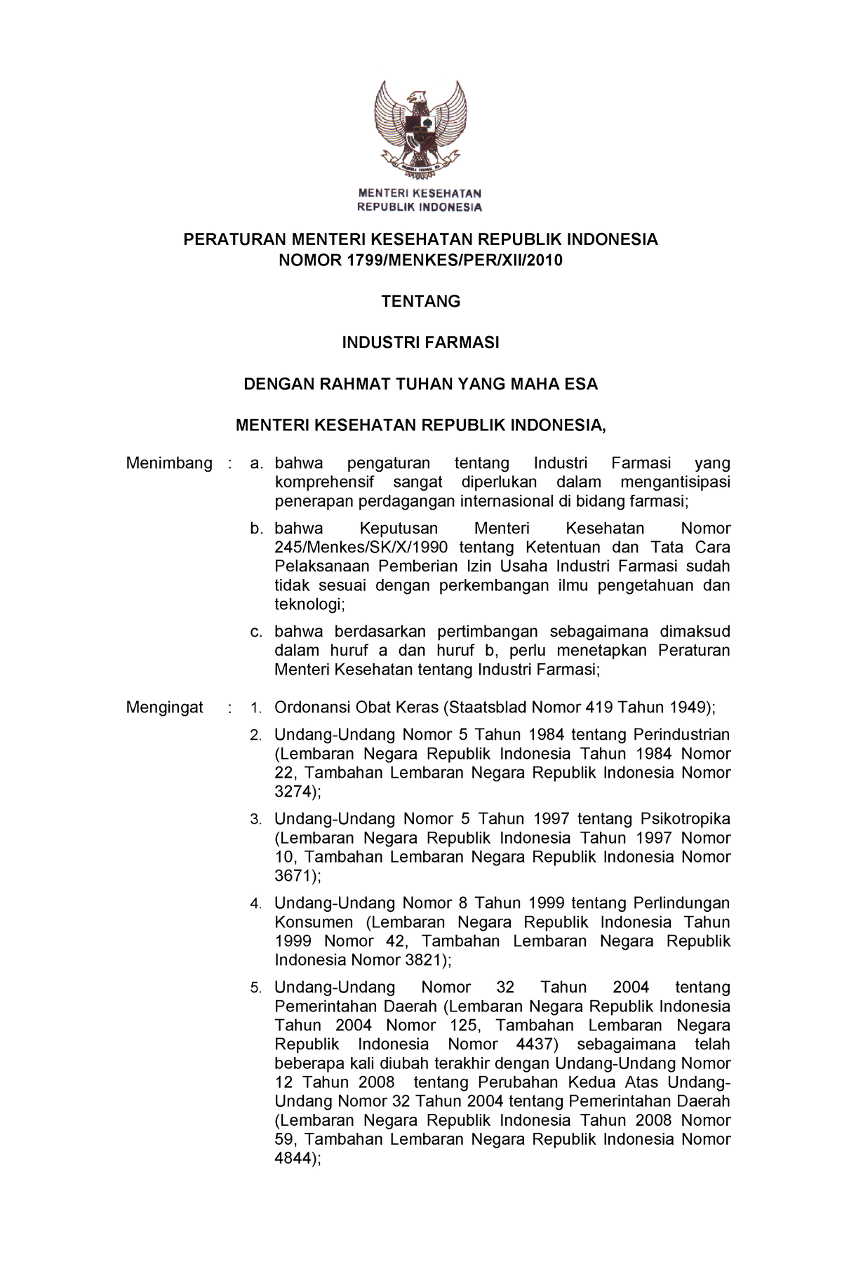 Permenkes Nomor 1799 Tahun 2010 - PERATURAN MENTERI KESEHATAN REPUBLIK ...