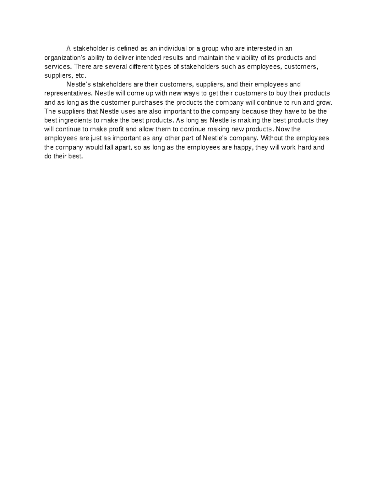 BUS 1101 Discussion Assignment 4 - Google Docs - A stakeholder is ...