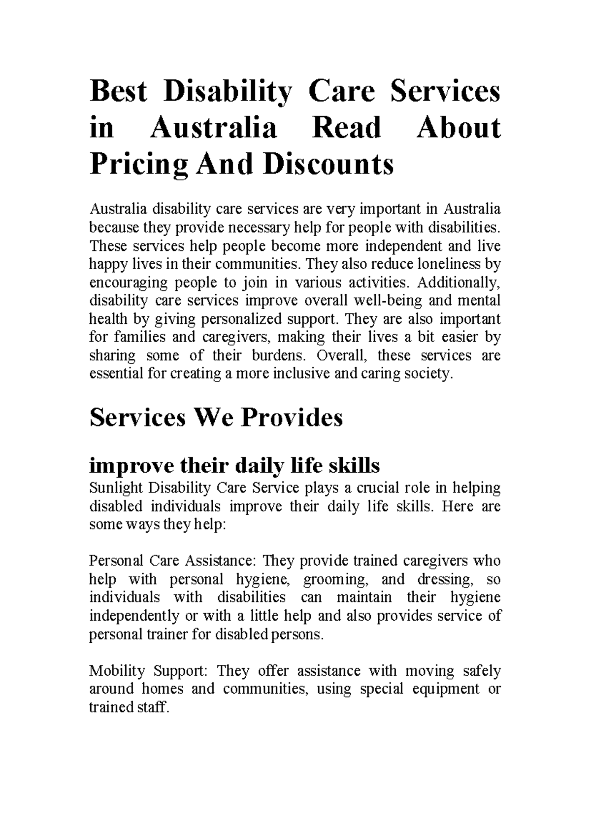 Disability care services are very important in Aus - Best Disability ...