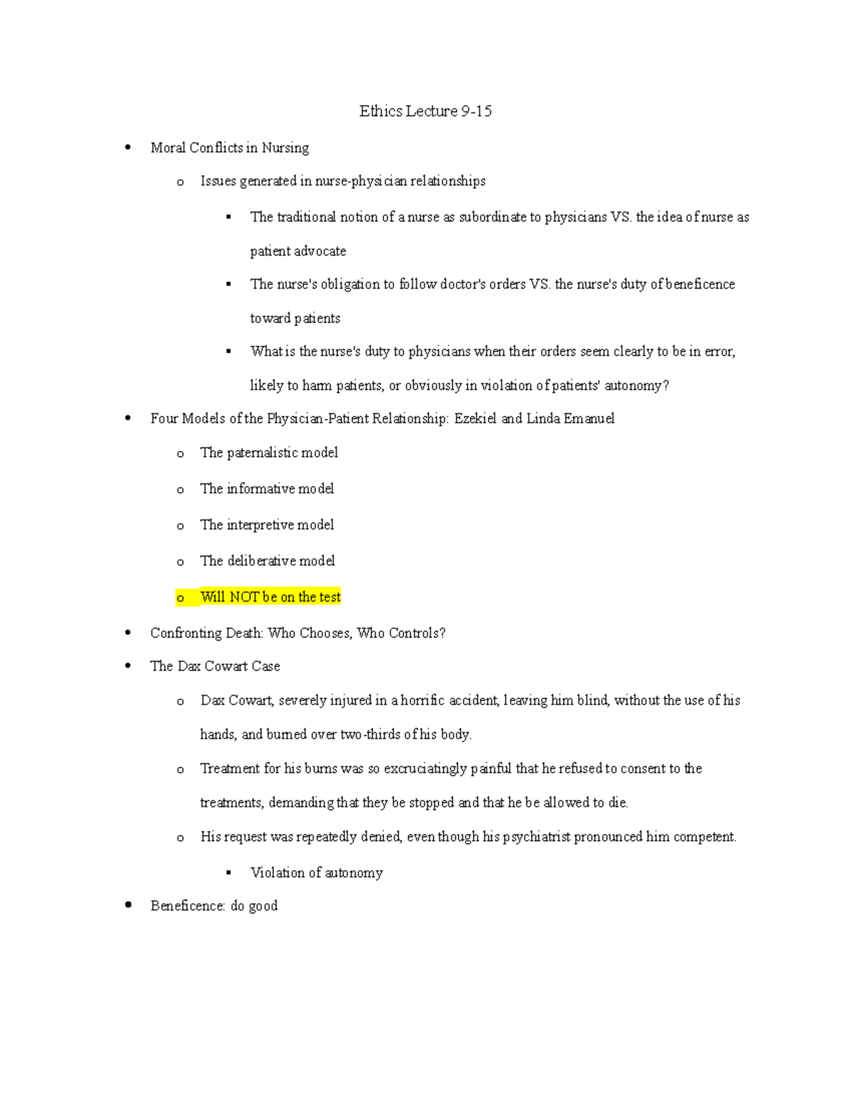Ethics Lecture 9-15 - Dr. Coleman - Ethics Lecture 9- Moral Conflicts ...