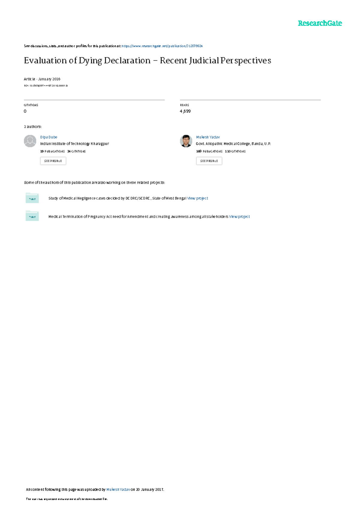Dying Declaration-Evaluation - See discussions, stats, and author ...