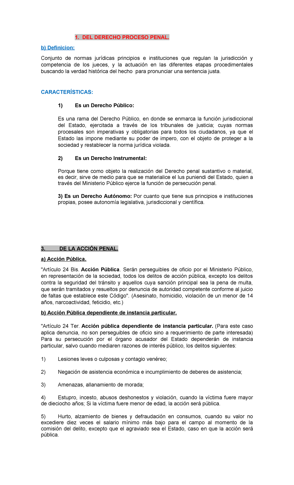 GUIA Derecho Procesal Penal Completa - 1. DEL DERECHO PROCESO PENAL. B ...