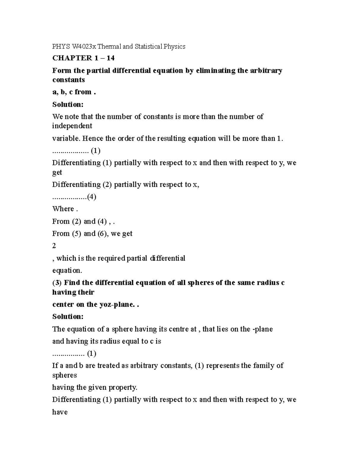 Lecture Notes Lecture All Phys W Phys W X Thermal And