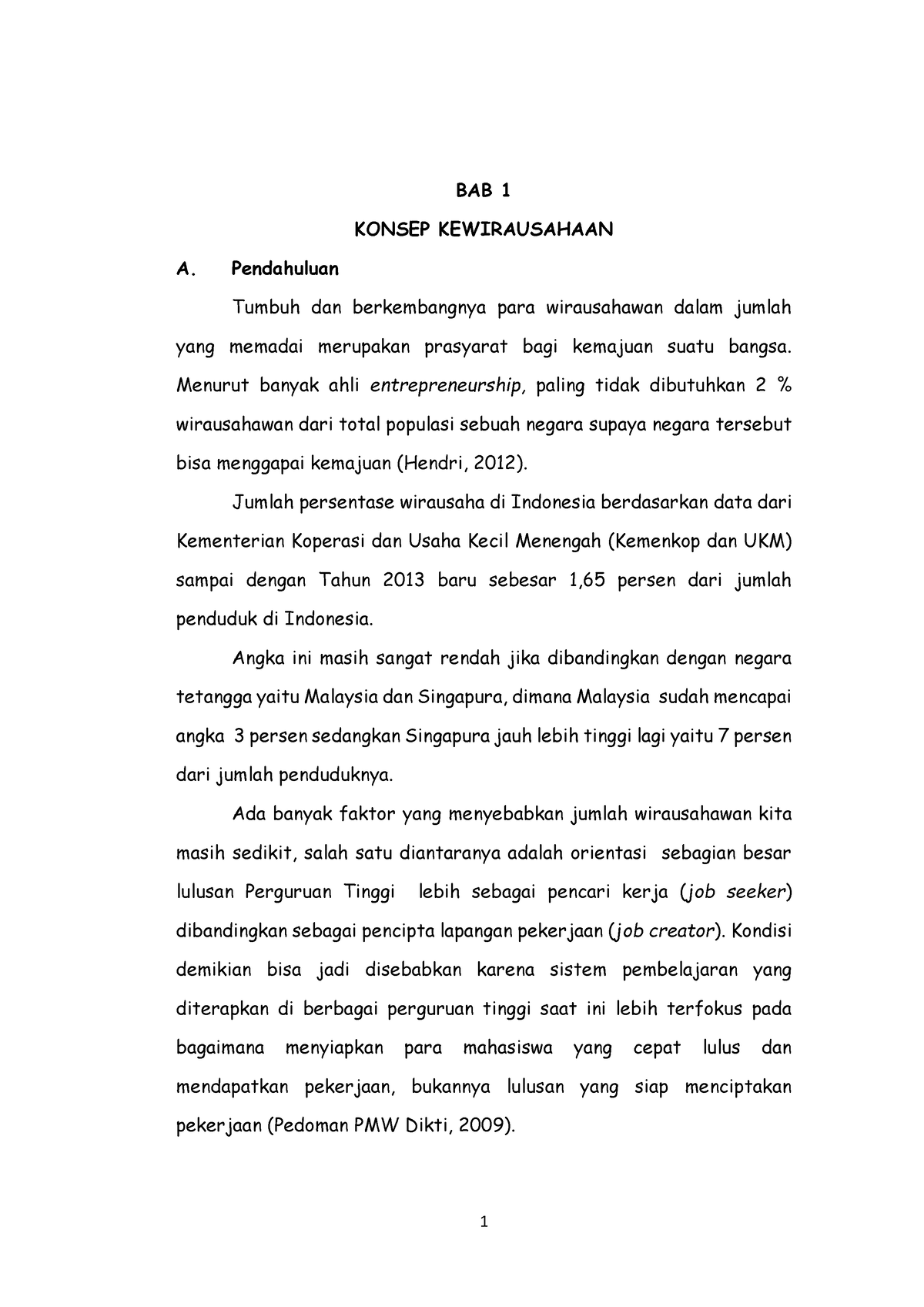 Modul KWU Bagian 1 - BAB 1 KONSEP KEWIRAUSAHAAN A. Pendahuluan Tumbuh ...