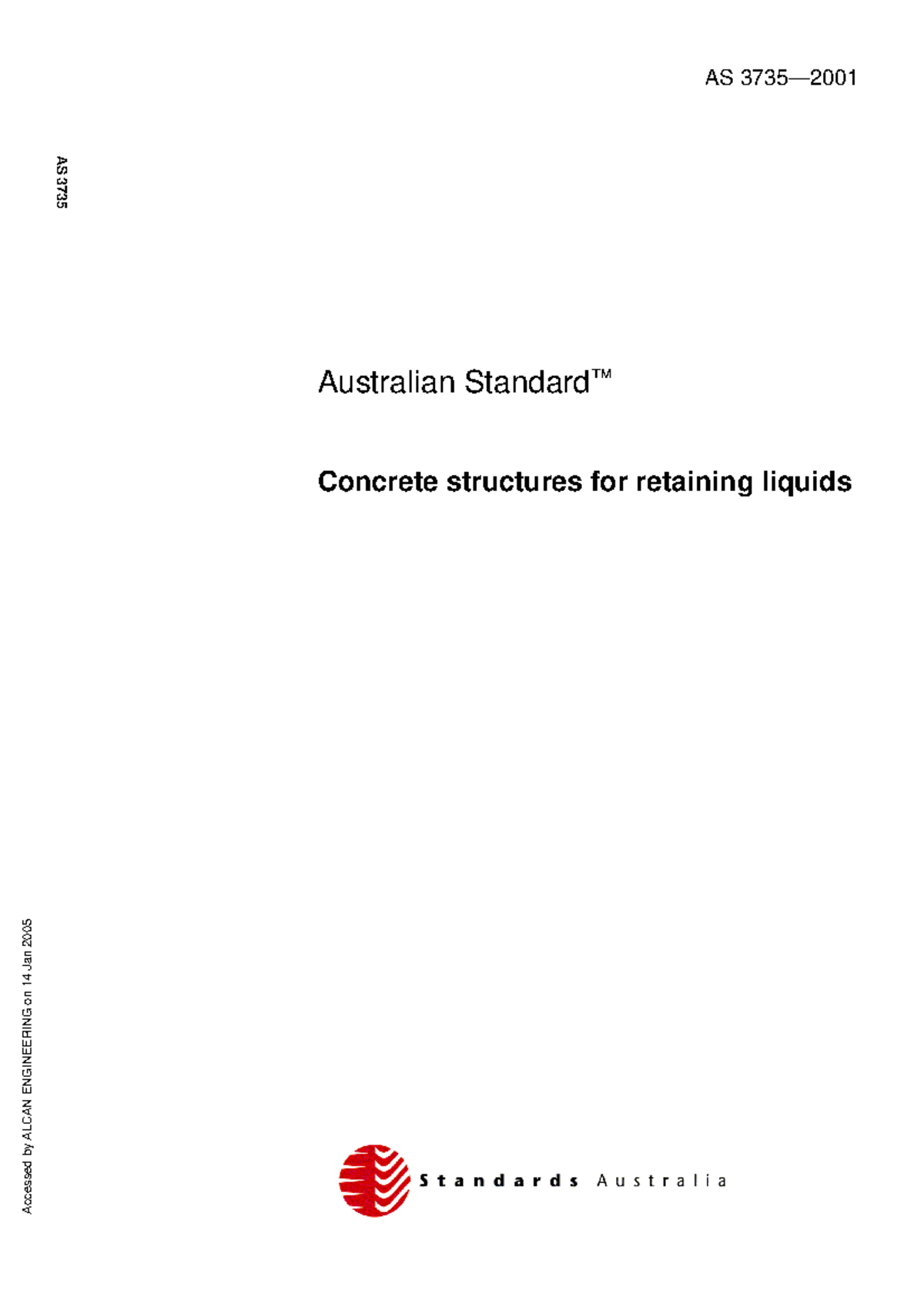 AS37352001 Concrete structures for retaining liquids Australian