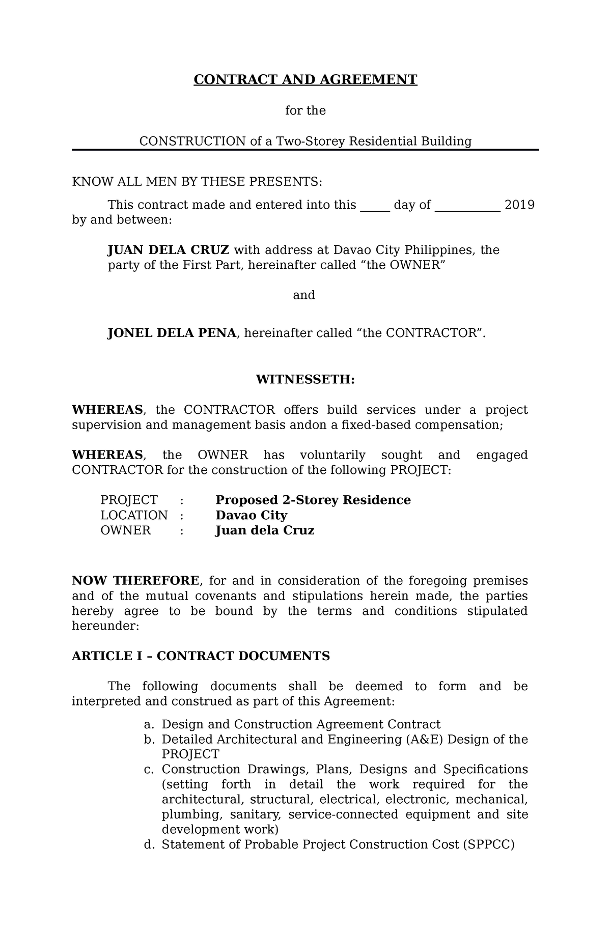 Pakyaw Contract AND Agreement for the C - CONTRACT AND AGREEMENT for ...