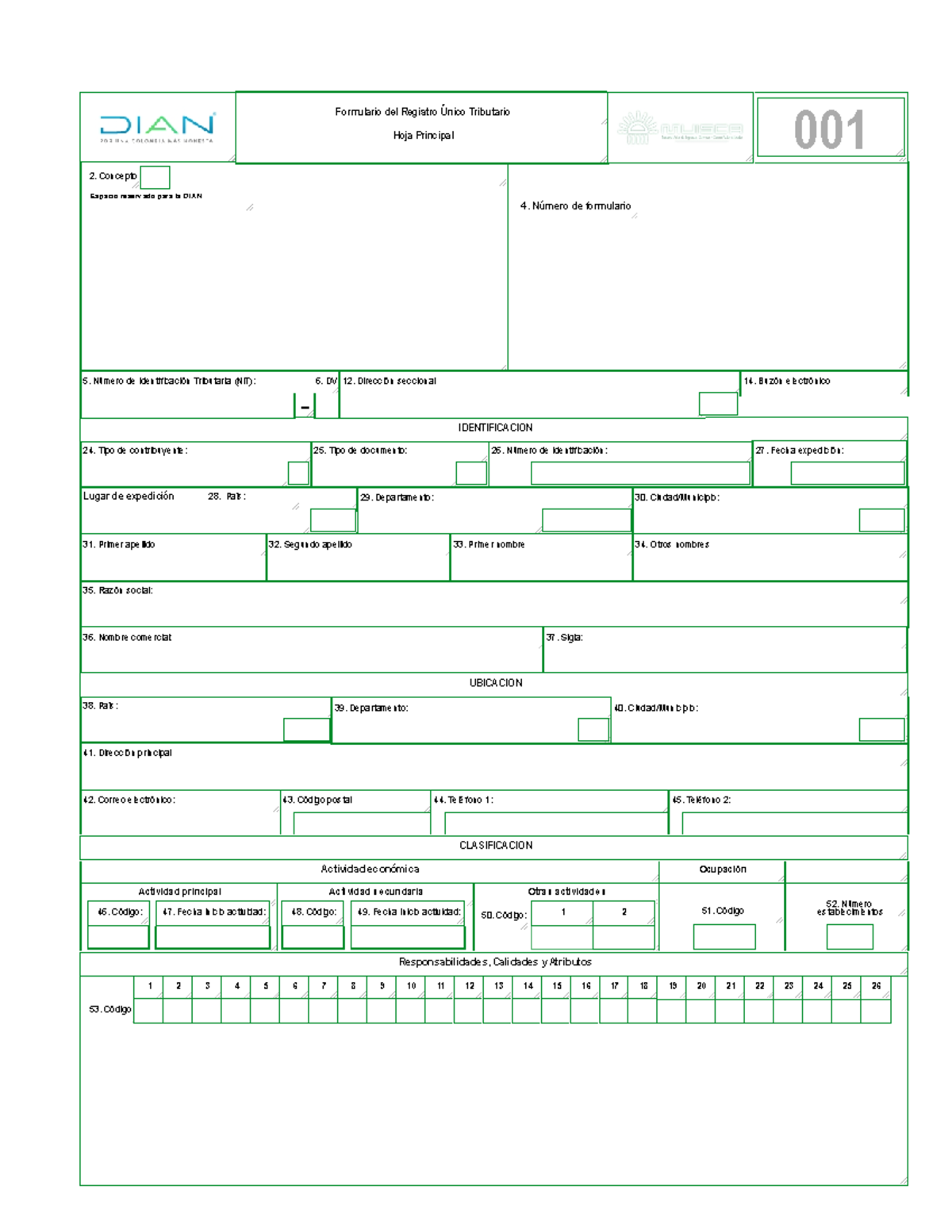 456567591 Formato RUT EN Blanco - Número de Identif icación Tributaria ...