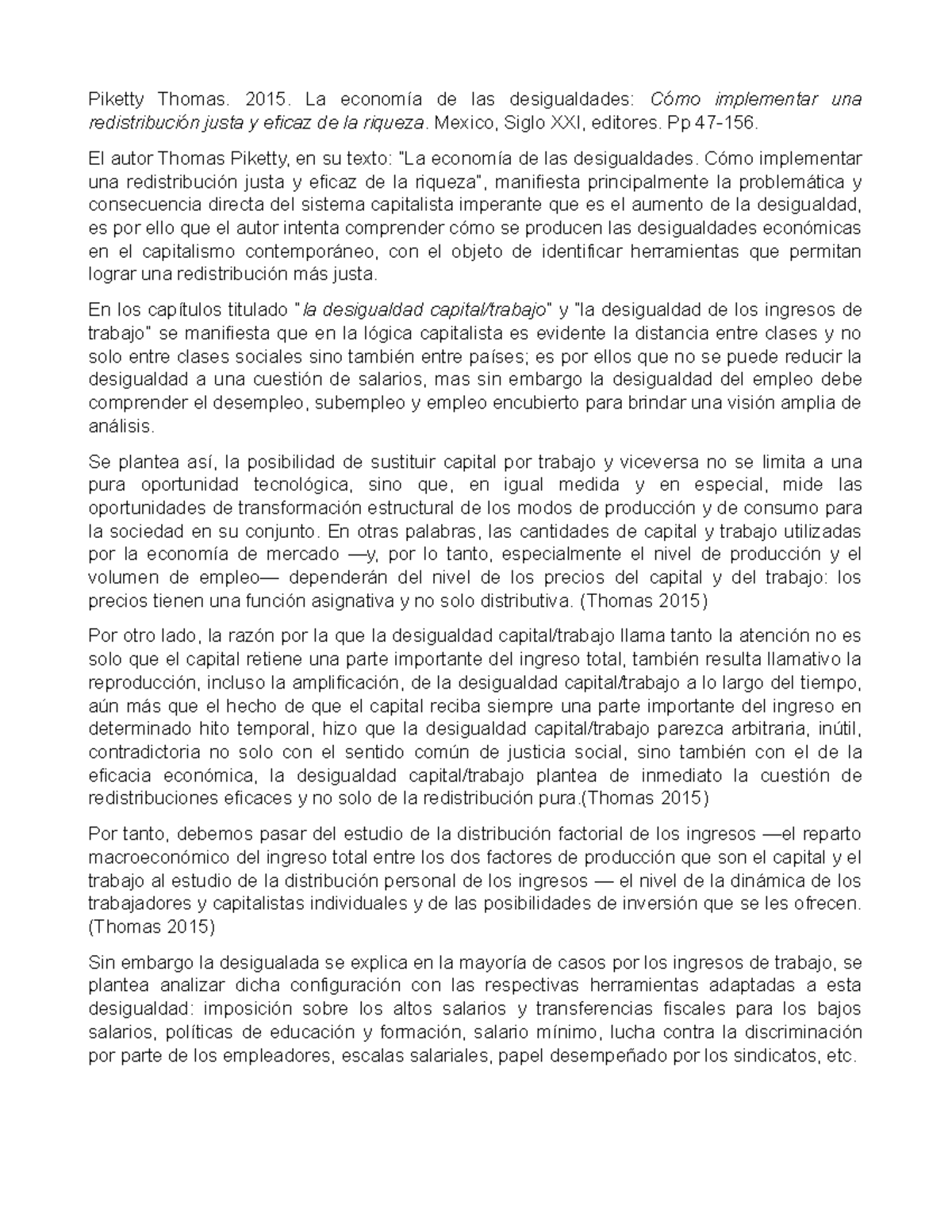 Piketty Thomas. 2015. La economía de las desigualdades - Piketty Thomas ...