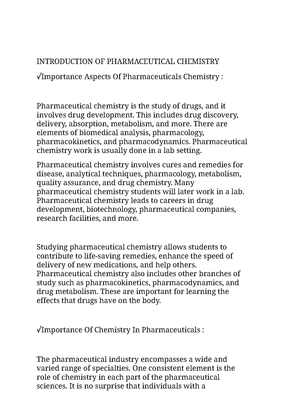 Pharmaceutical Chemistry - This Includes Drug Discovery, Delivery ...