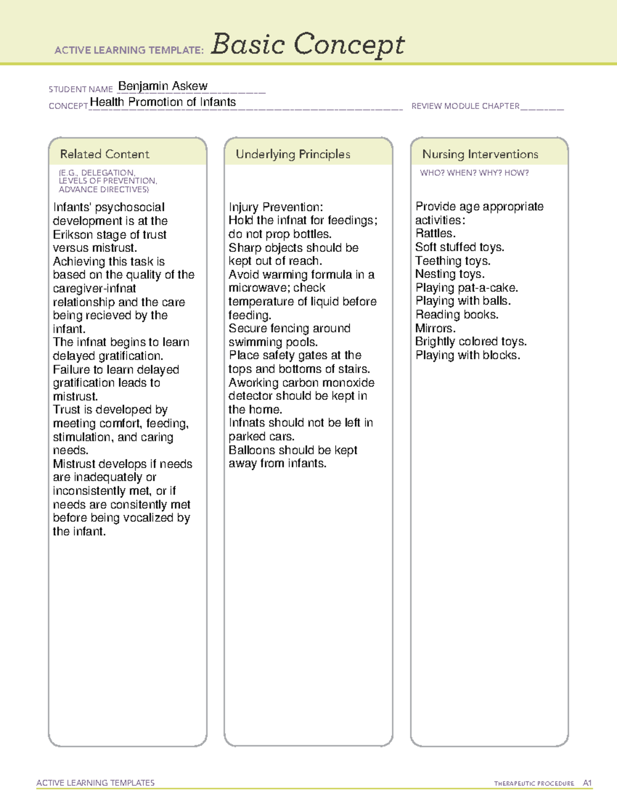 Health Promotion of Infants - ACTIVE LEARNING TEMPLATES THERAPEUTIC ...