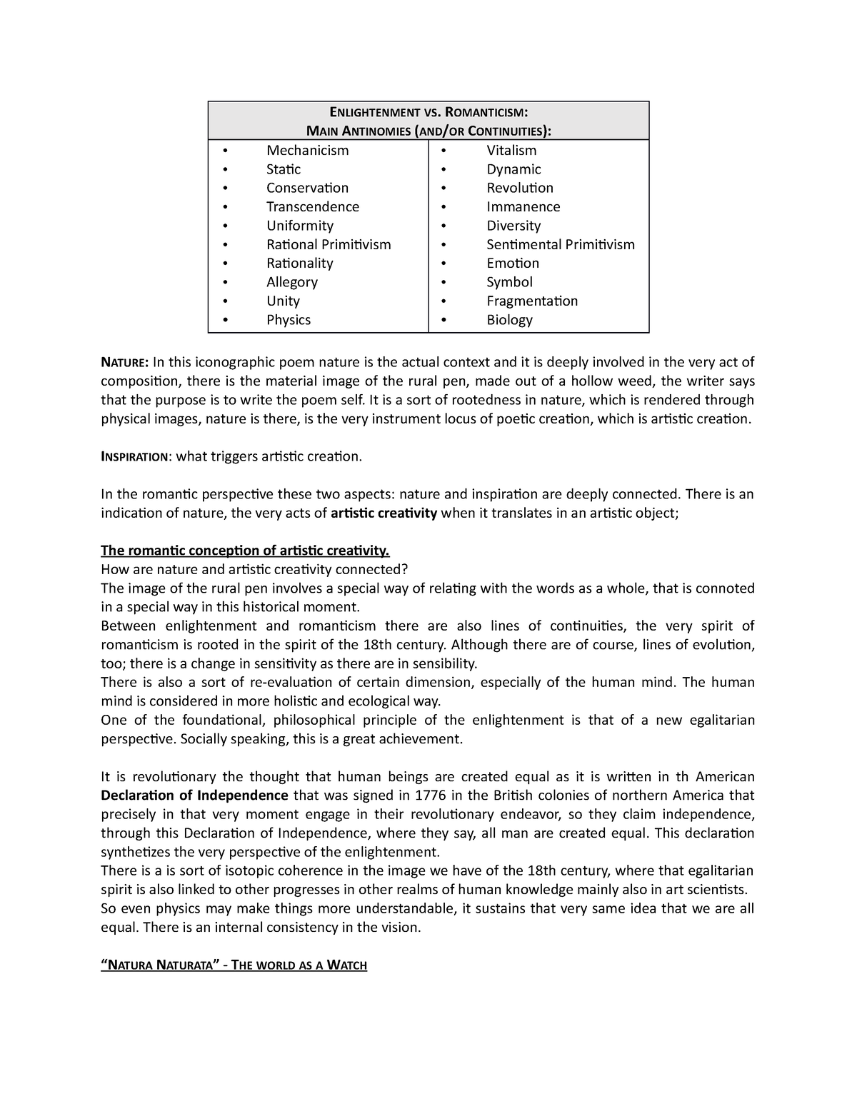 enlightenment vs romanticism essay