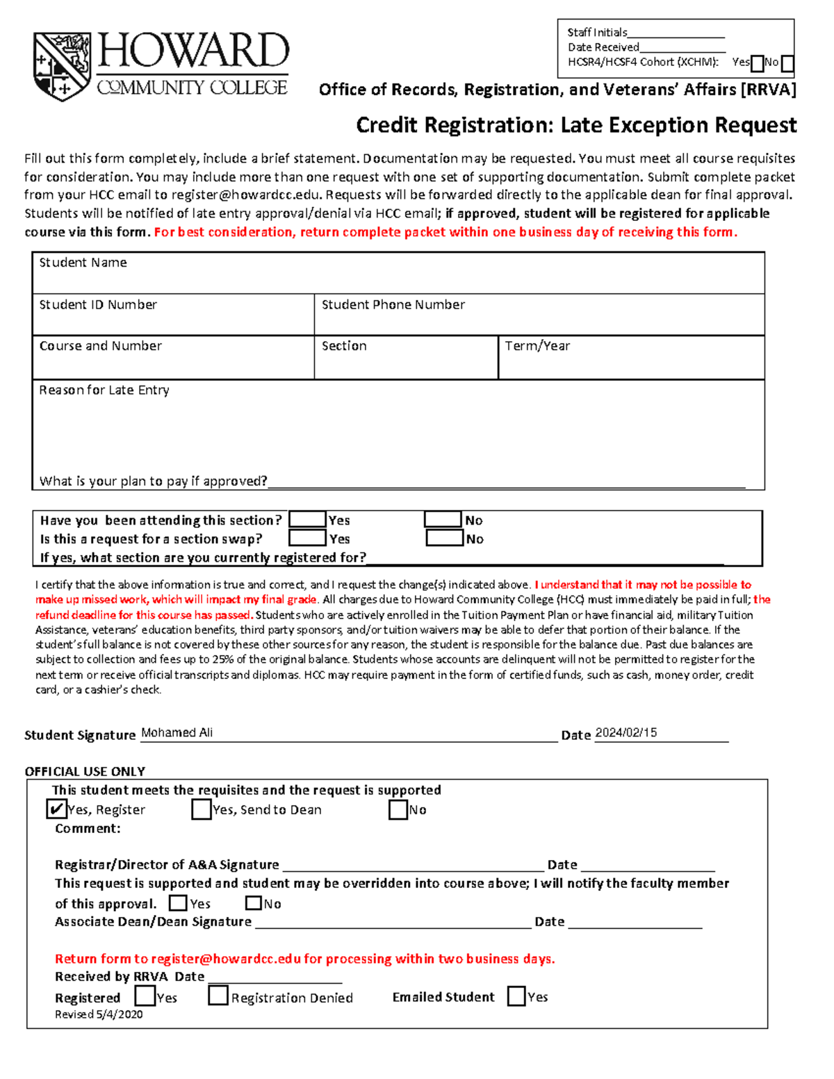 exceptions and overrides - Office of Records, Registration, and ...