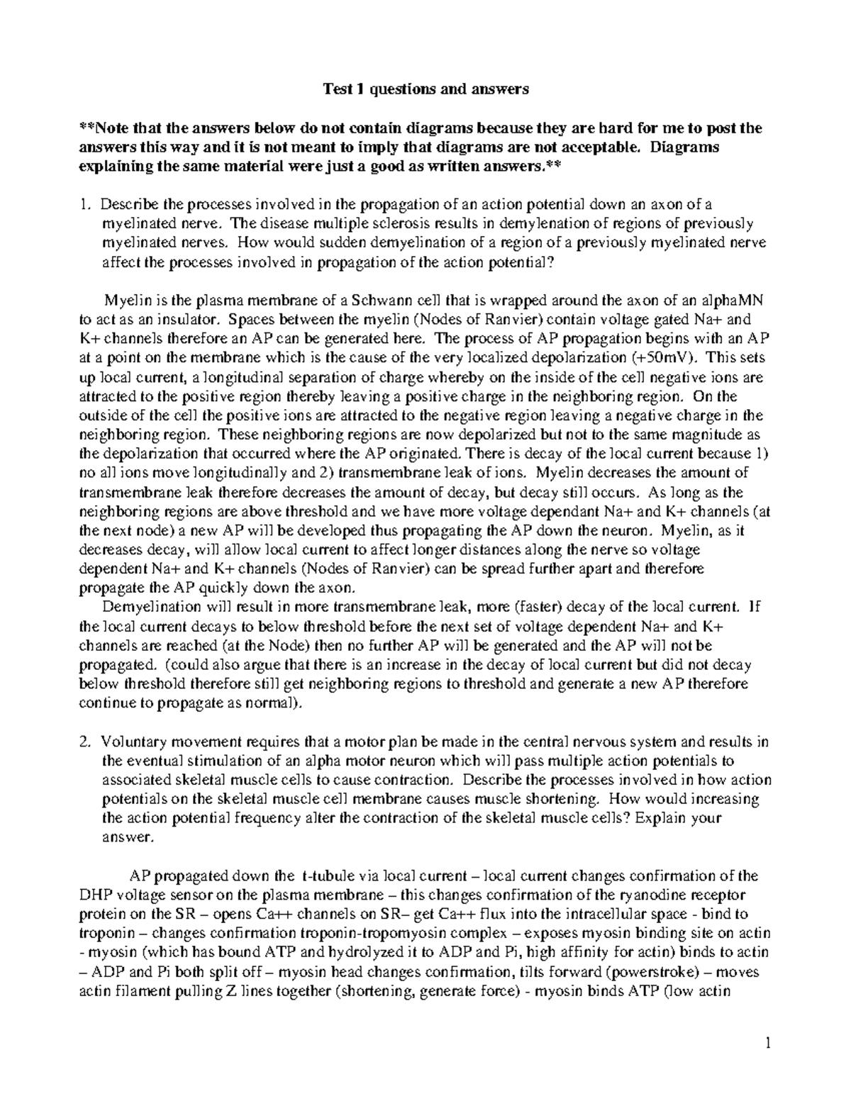 TEST 1, questions and answers - Test 1 questions and answers Note that ...