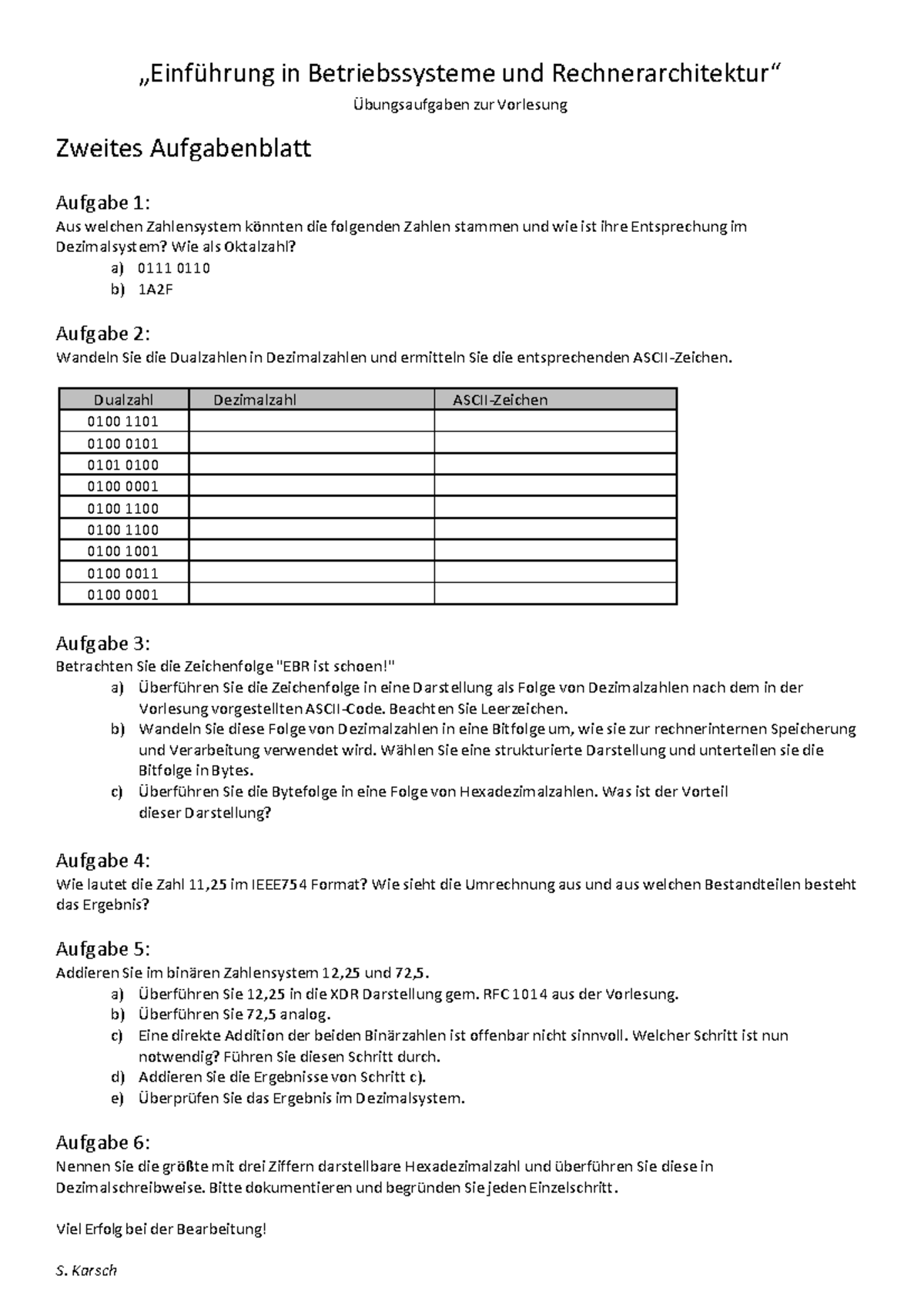 Uebung EBR 2 - Übungsblatt NR. 2 EBR - „Einführung In Betriebssysteme ...