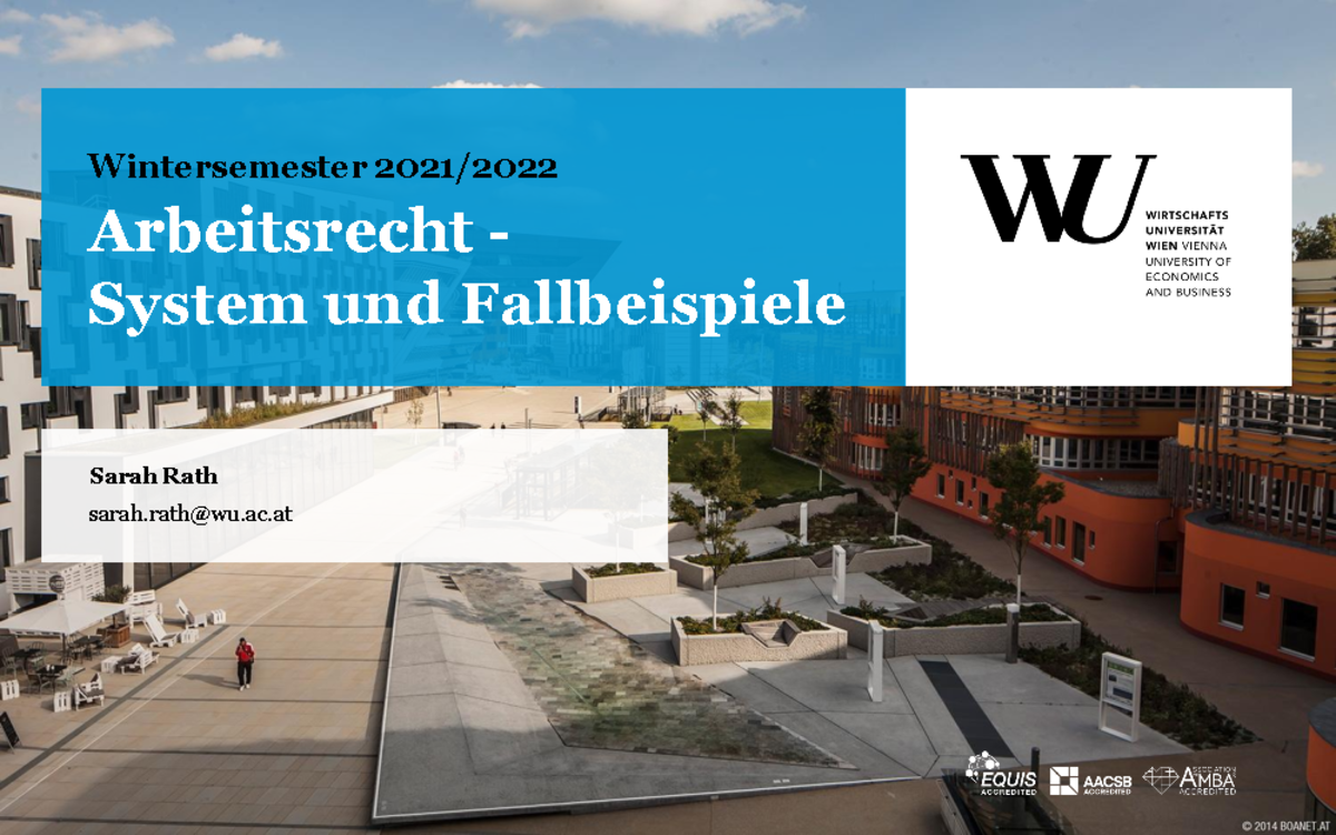 Folien EH 1 - Sarah Rath sarah@wu.ac Arbeitsrecht - System und ...