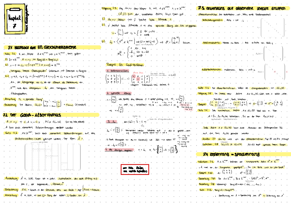 Lin A Lineare Algebra 1 bei Prof. Dr. Jürgen Klüners Folgering 7