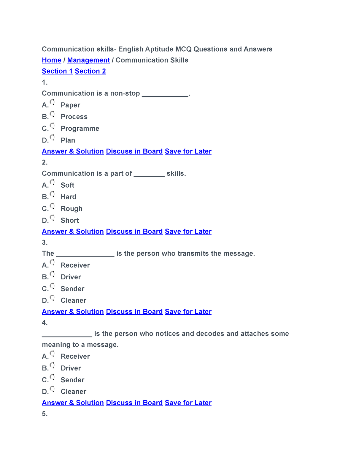 Communication Mcqs - Communication Skills- English Aptitude MCQ ...