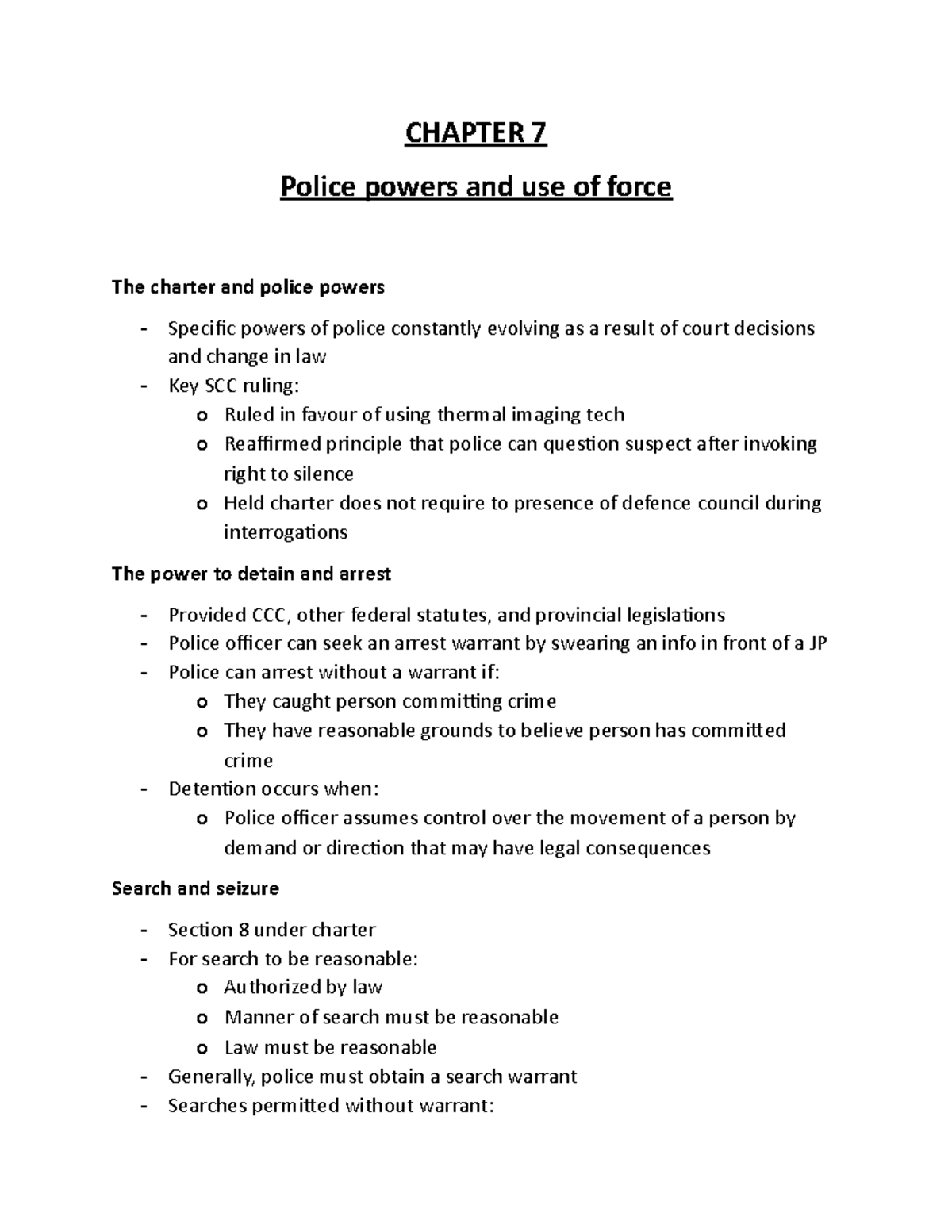 Chapter 7 - Nahani Pollard - CHAPTER 7 Police Powers And Use Of Force ...