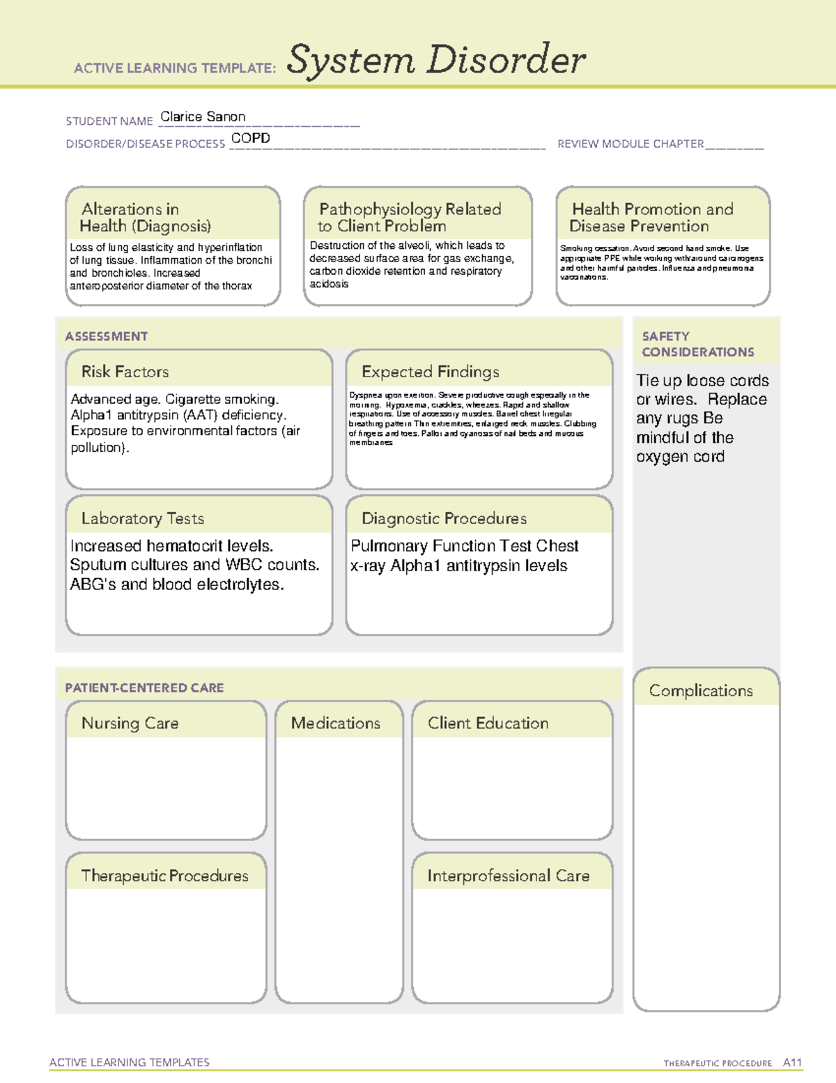 System dis copd - n/a - ACTIVE LEARNING TEMPLATES THERAPEUTIC PROCEDURE ...