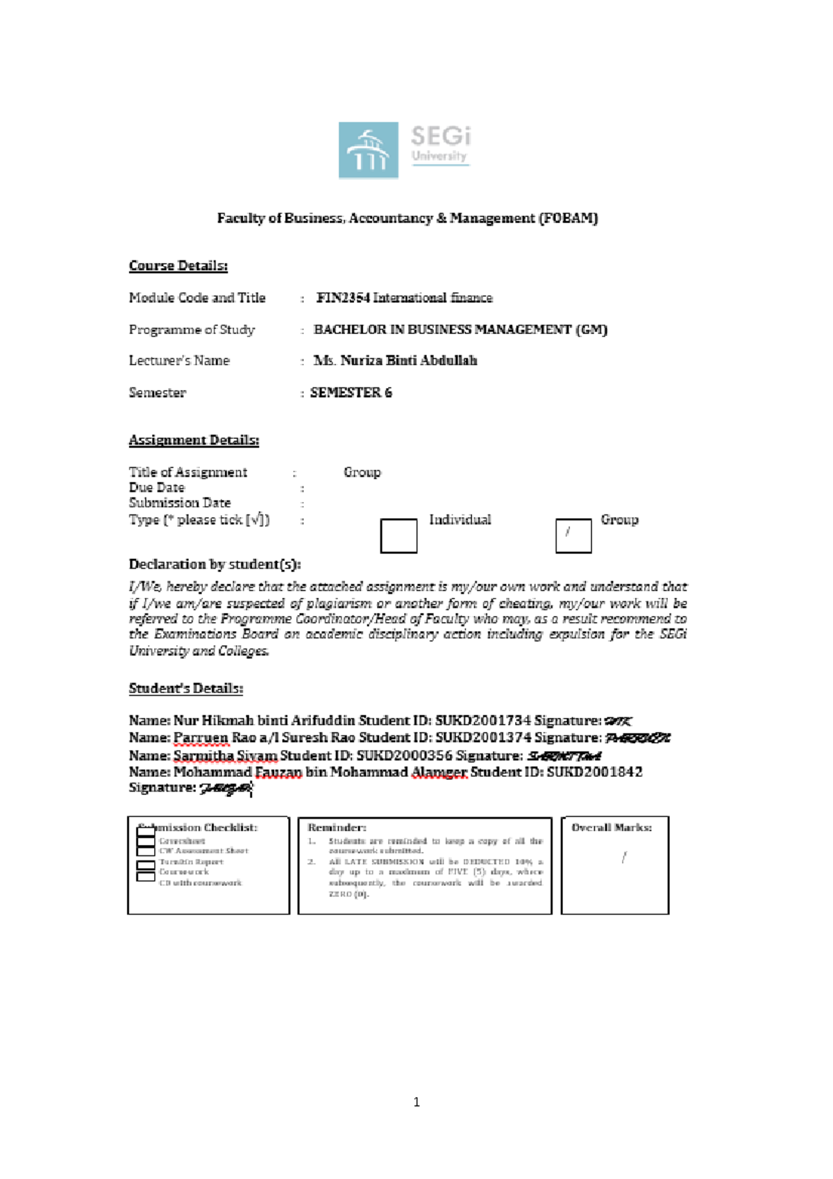 international finance assignment 3