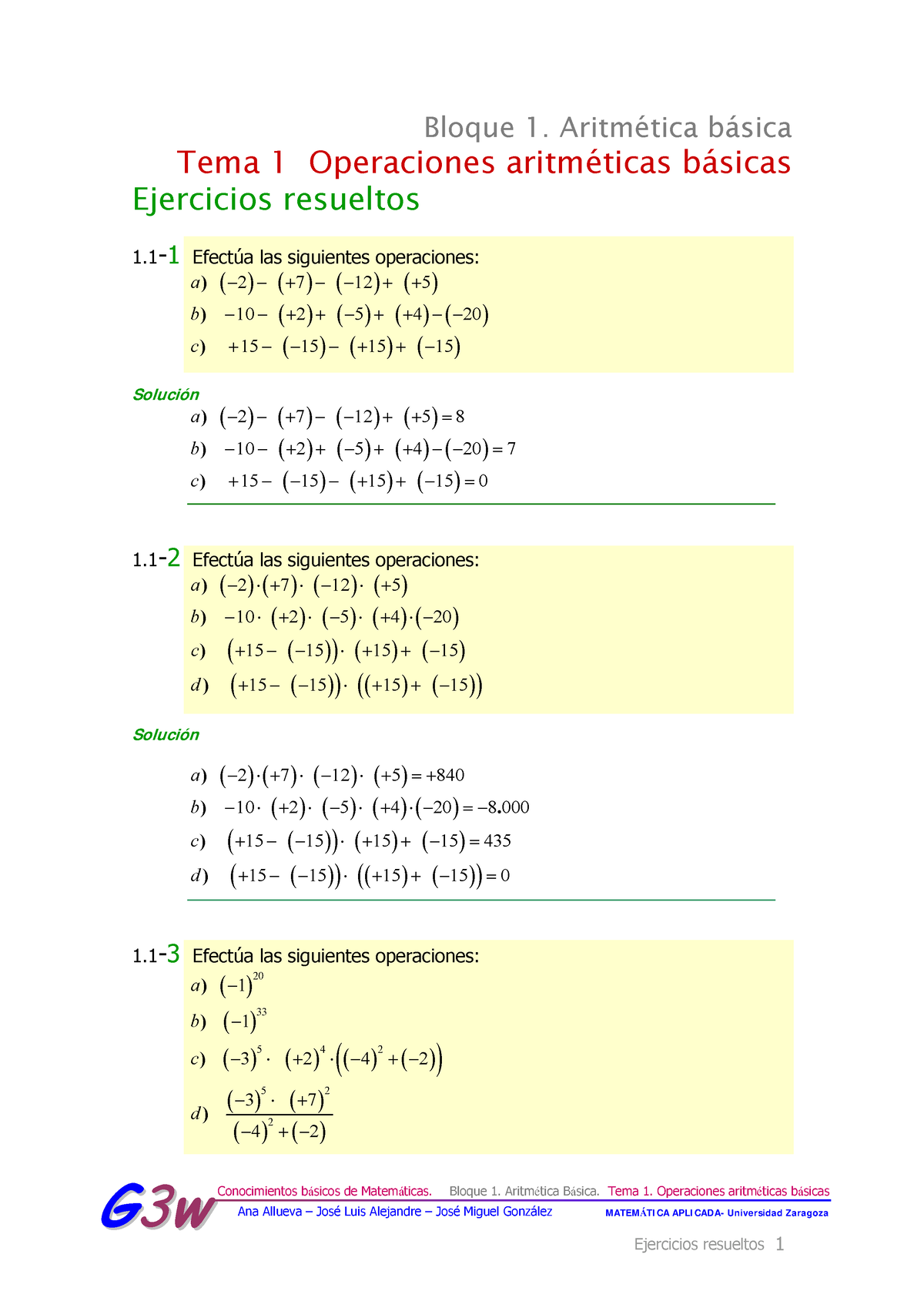 Operaciones Basicas - Conocimientos Básicos De Matemáticas. Bloque 1 ...