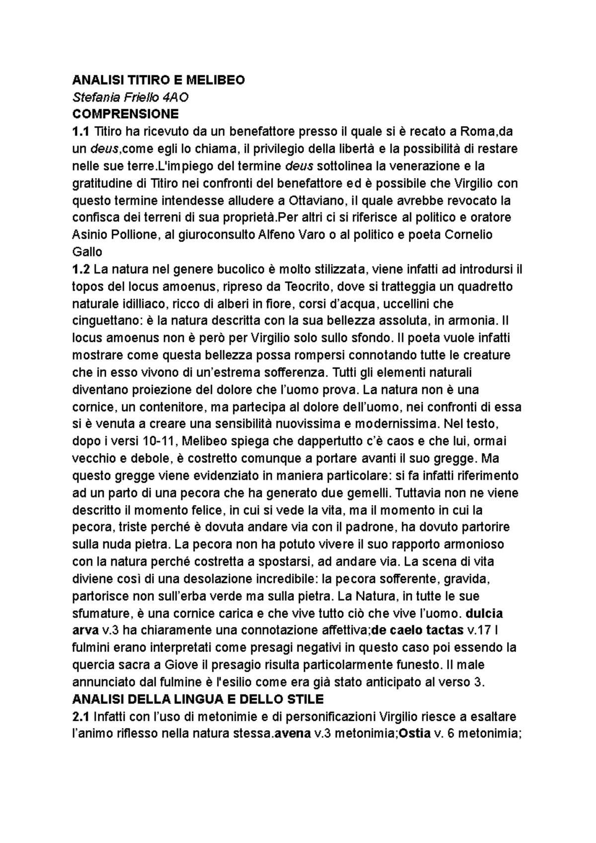 Analisi Titiro E Melibeo - ANALISI TITIRO E MELIBEO Stefania Friello ...