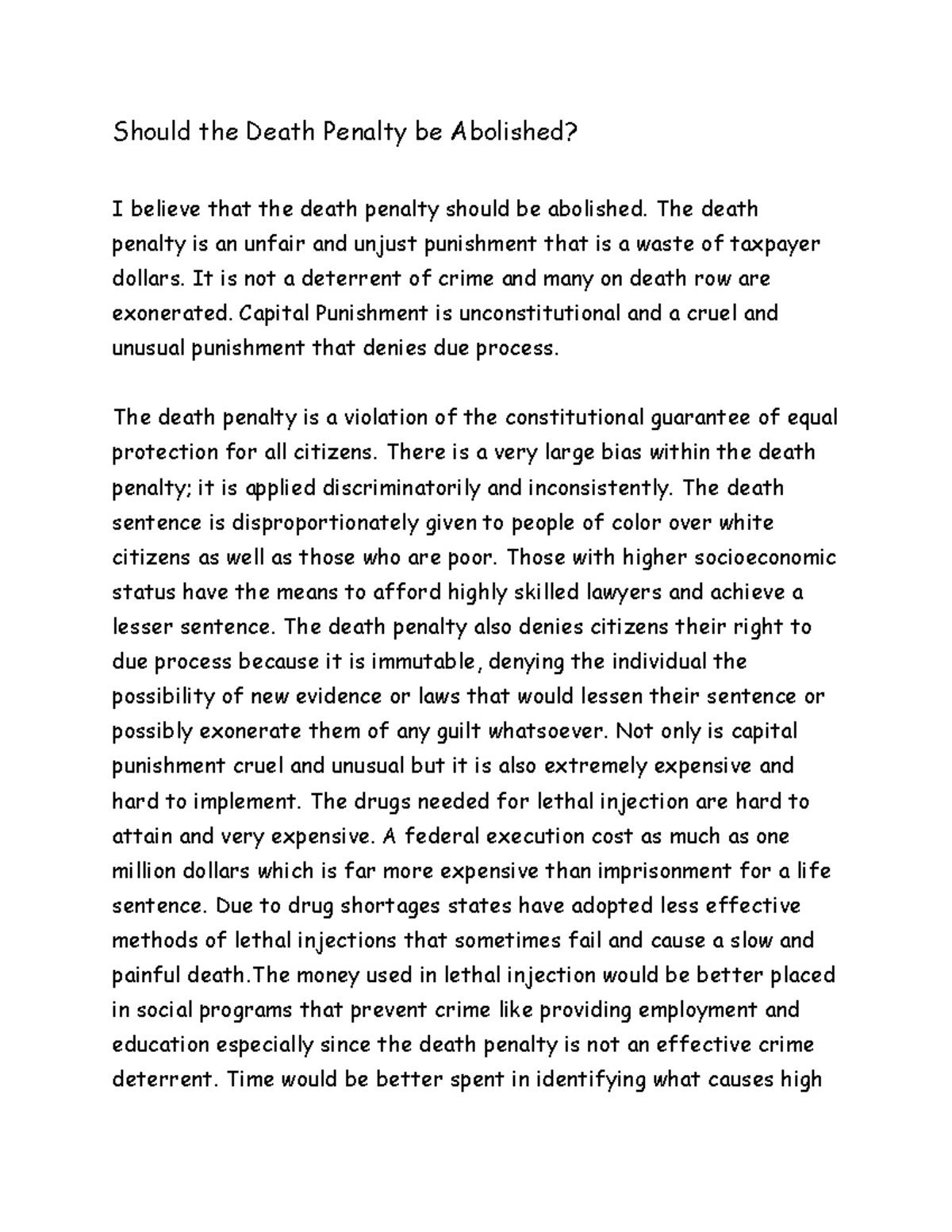 why the death penalty should be abolished persuasive essay