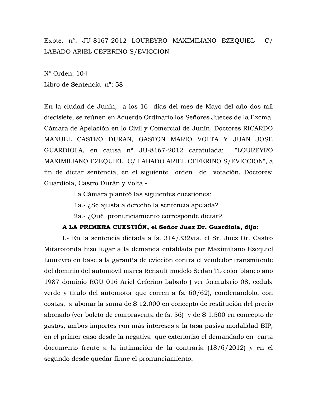 Sentencia+de+Cámara - sentencia de contrato partte general - Expte. n∞ ...