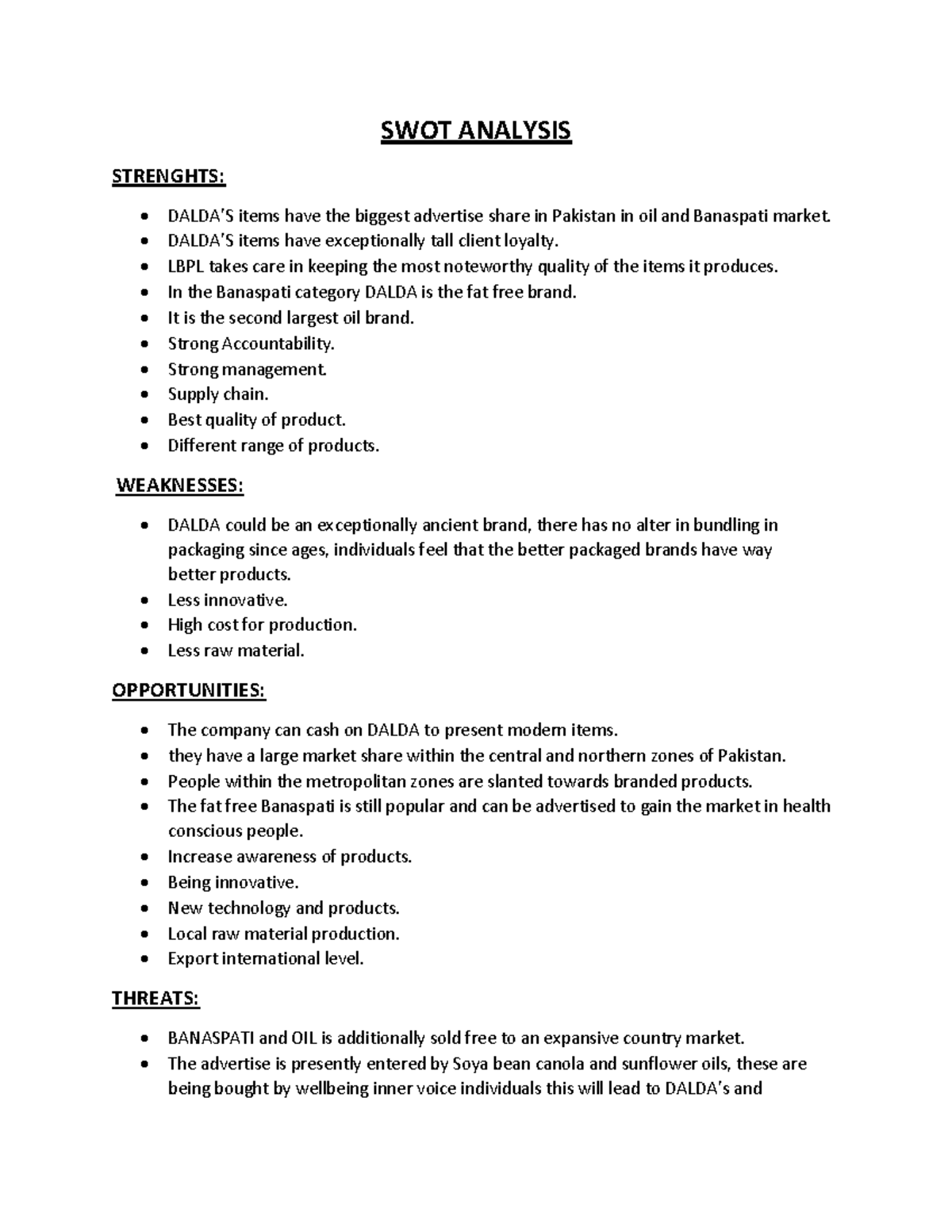 SWOT Analysis - strength weakness opportunities and threats of pakistan ...