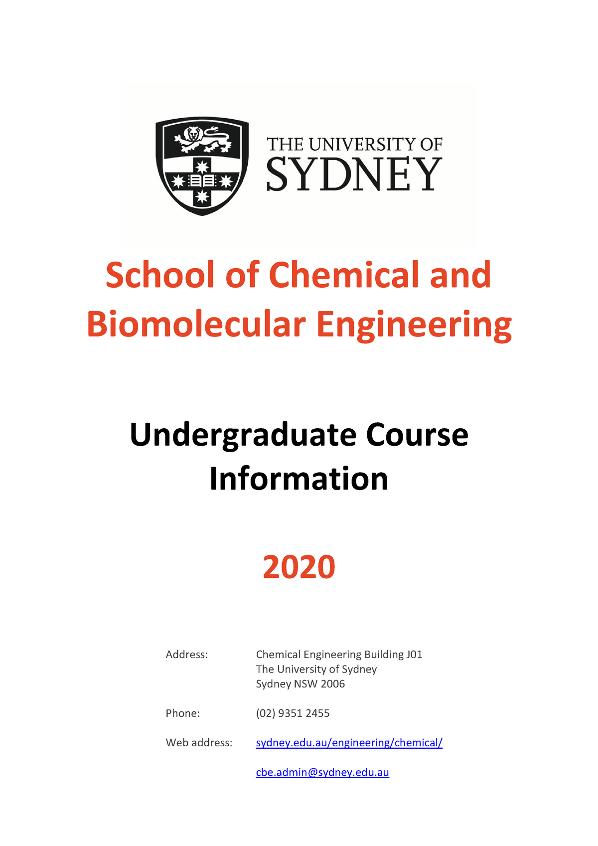 Undergraduate Course Guide - School Of Chemical And Biomolecular ...