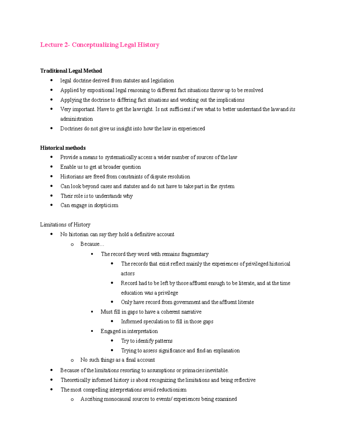LAWS 3305- Lecture - Lecture 2- Conceptualizing Legal History ...