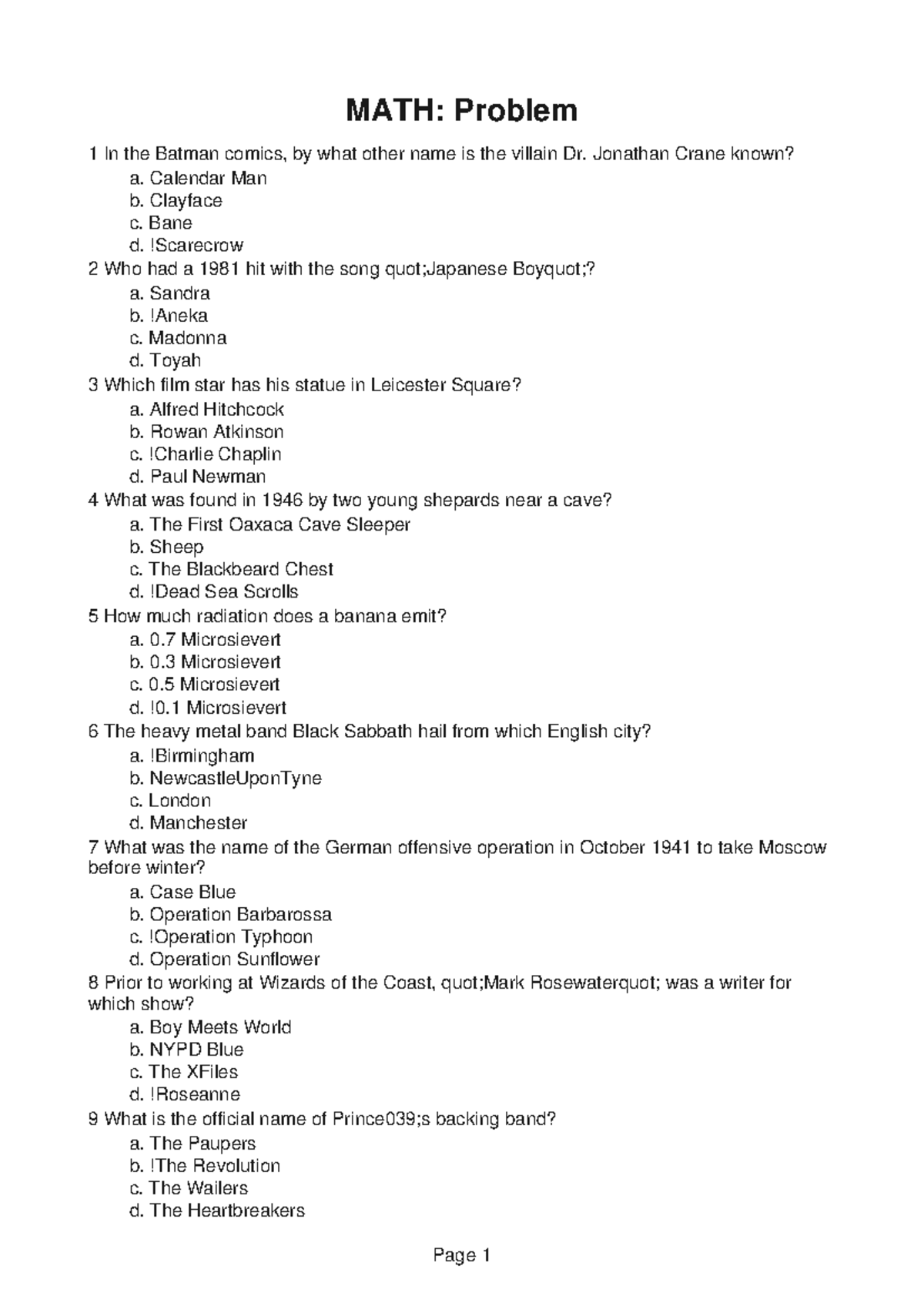 MATH114-demo-1 - Math114 - MATH: Problem 1 In the Batman comics, by ...