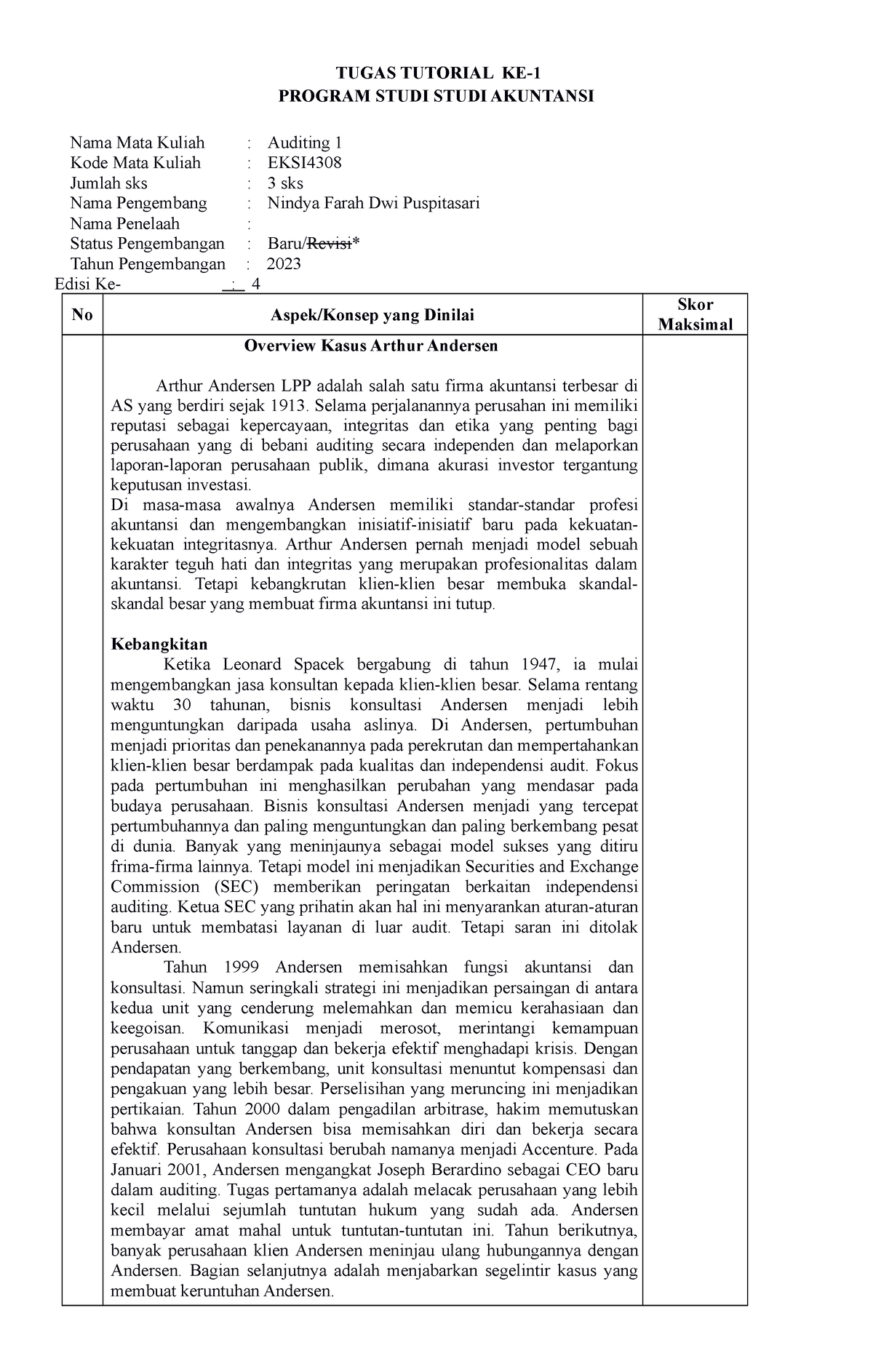 Tugas 1 - Auditing - TUGAS TUTORIAL KE- PROGRAM STUDI STUDI AKUNTANSI ...