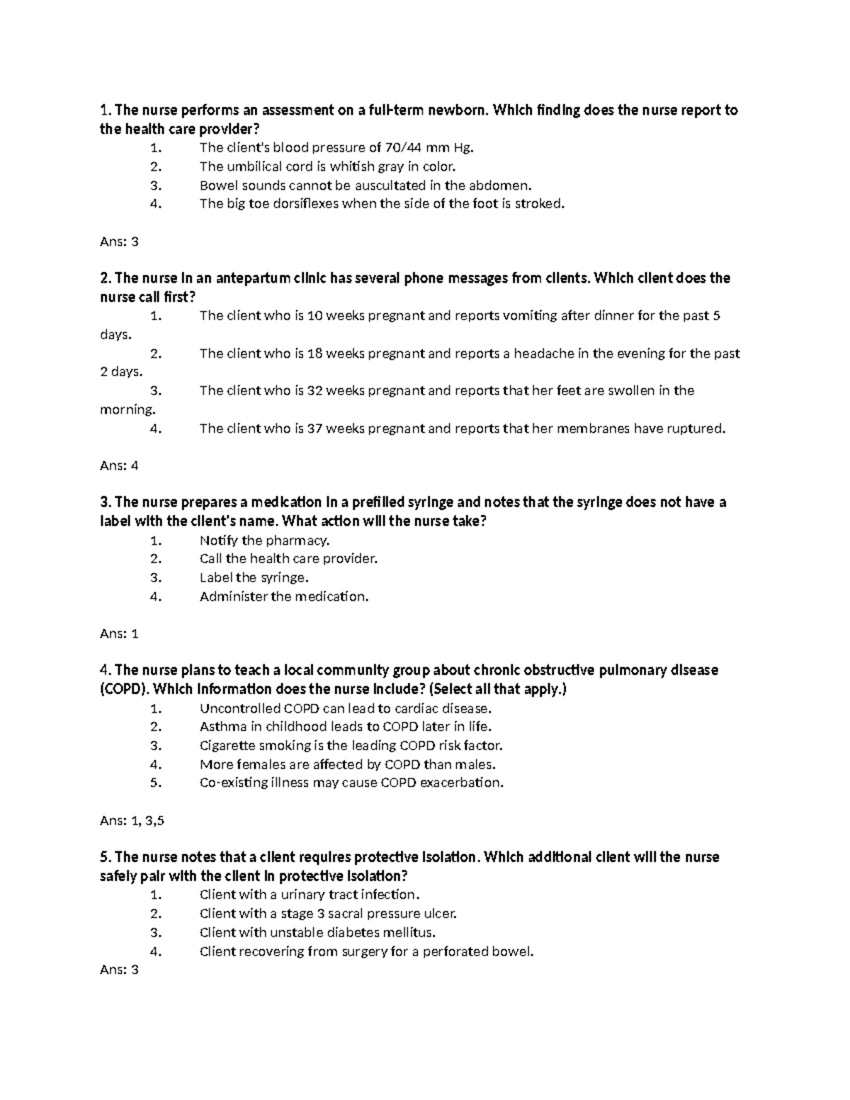 Kaplan CAT 1 Comprehensive HESI EXAM NCLEX READY The nurse performs
