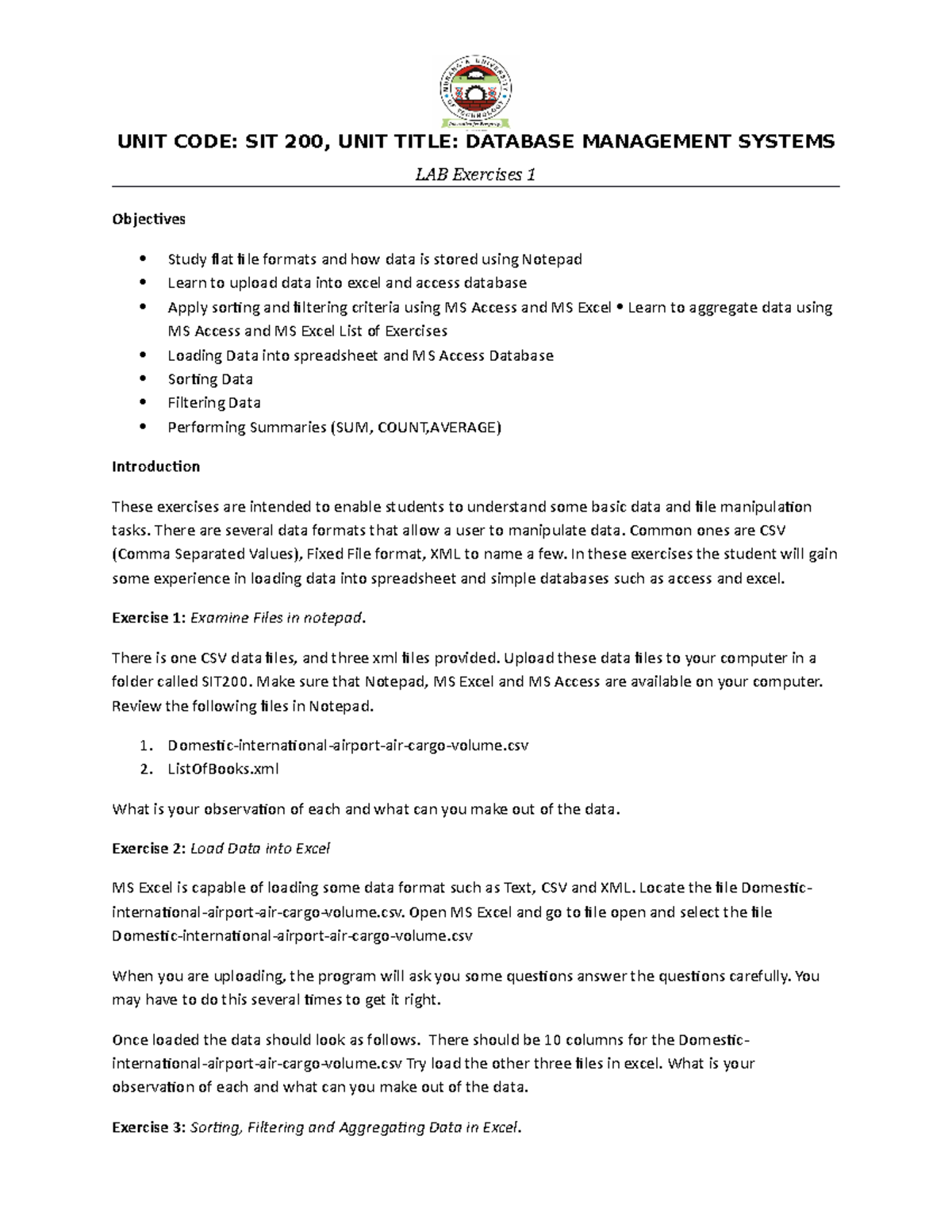 LAB1 SIT 200 - 2022 v1 - Information technology - UNIT CODE: SIT 200 ...