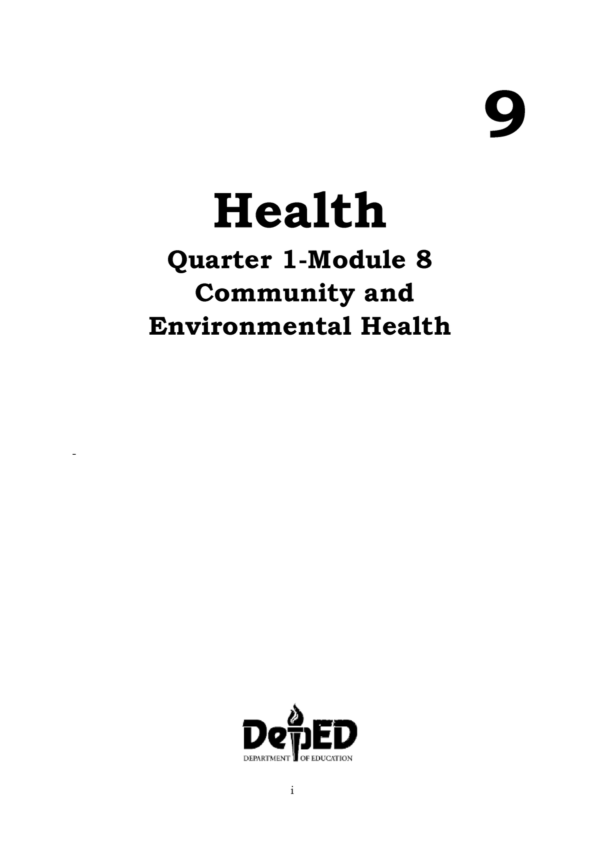 Health 9 Q1 Module 8 - Arts - I 9 Health Quarter 1-Module 8 Community ...