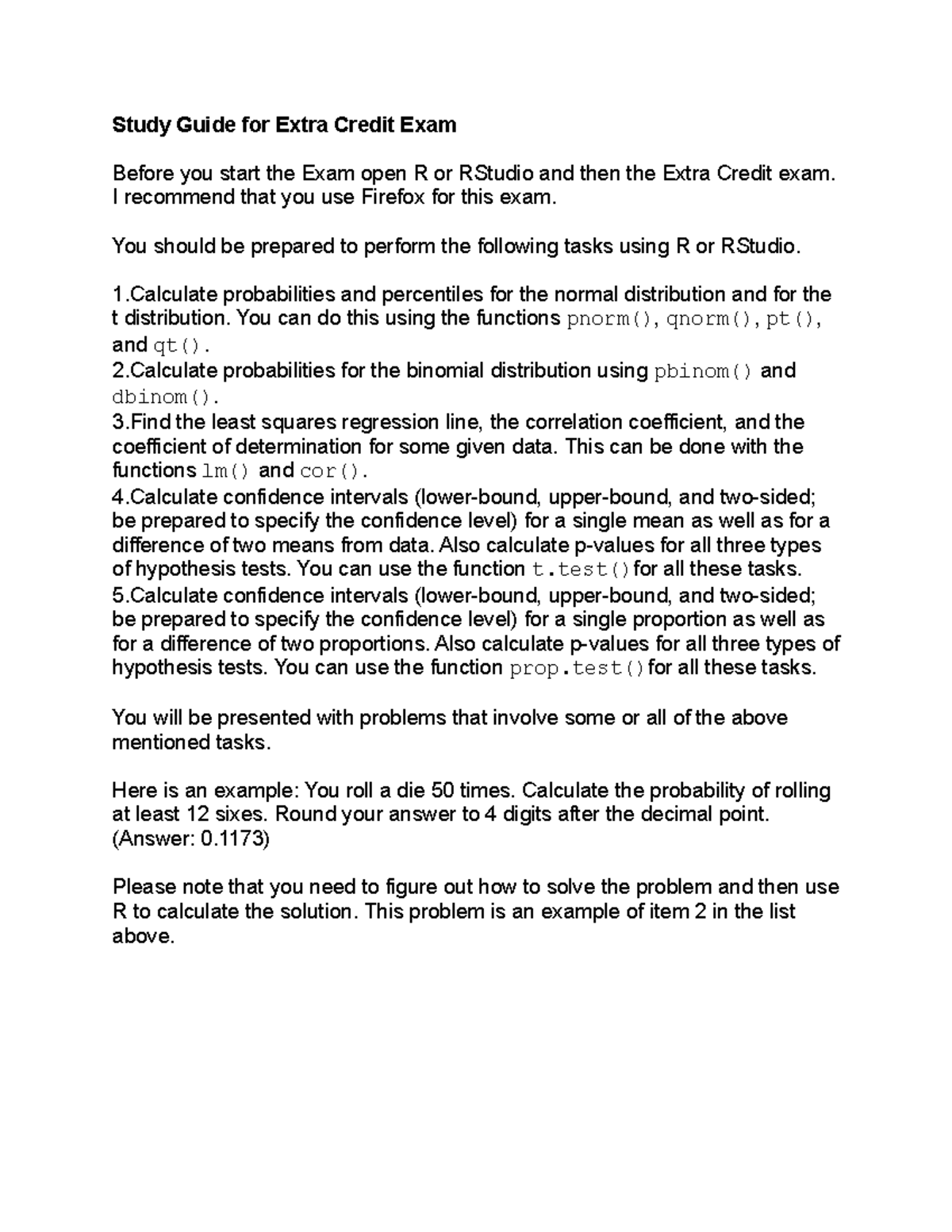 Etra Credit study guide (stats) - Study Guide for Extra Credit Exam ...