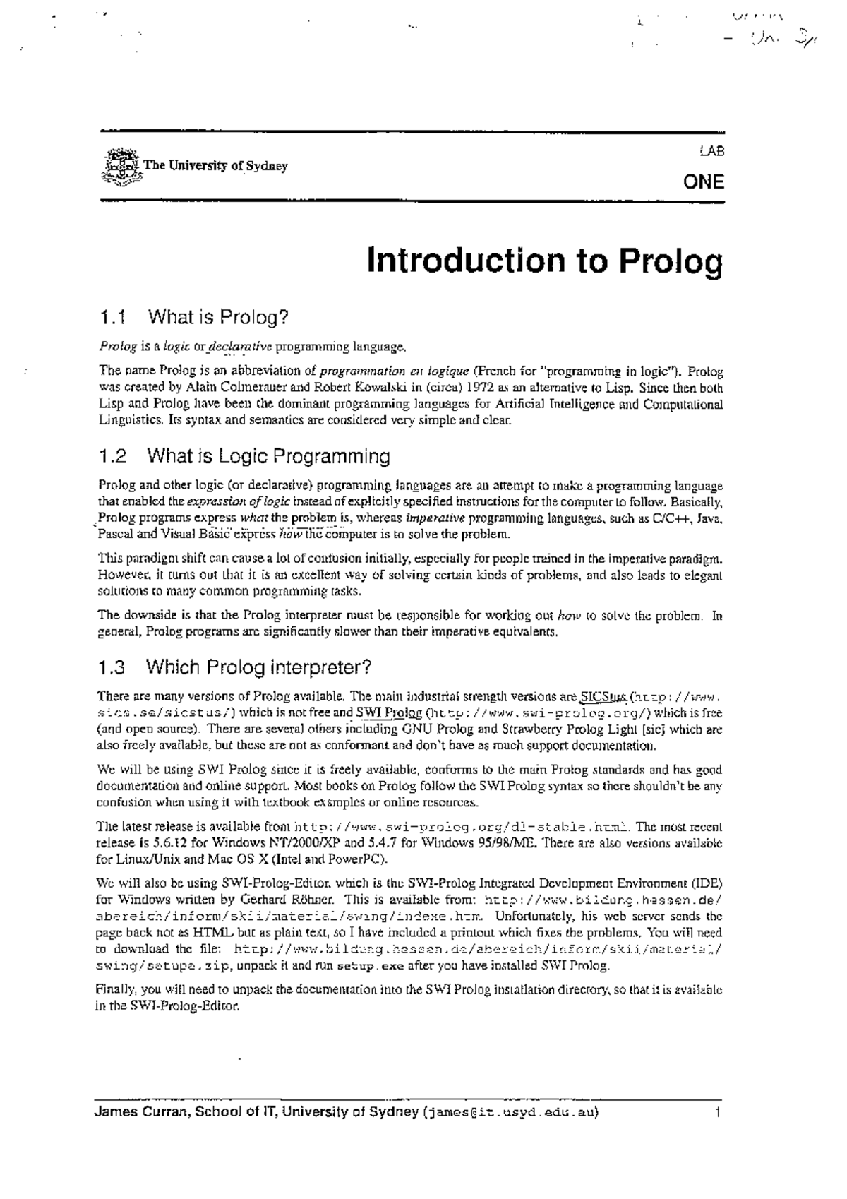 Introduction to Prolog - Studocu