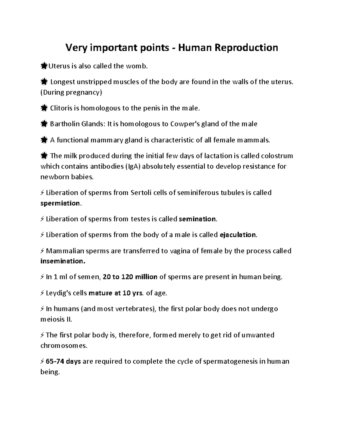 OBG Exam Very important points - Human Reproduction - Very important ...